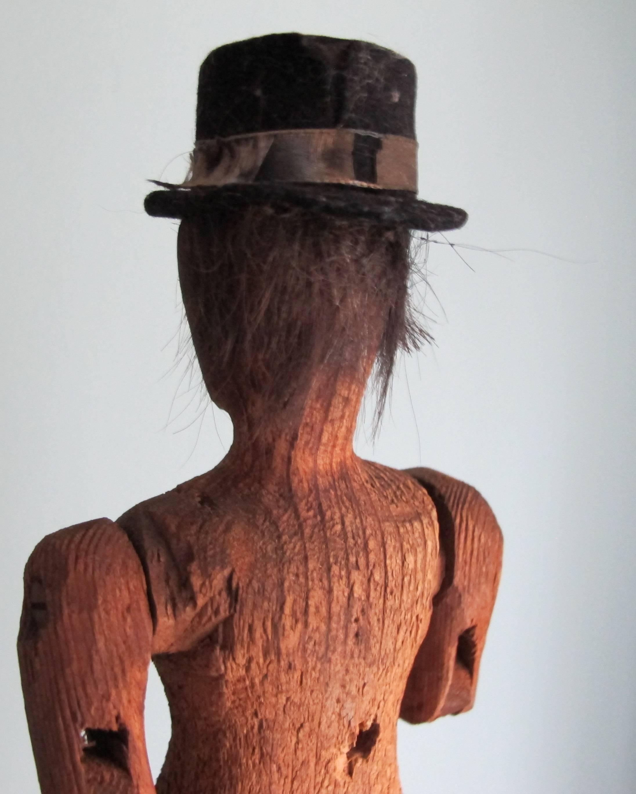 Late 19th Century Articulated Folk Art Figure with Top Hat For Sale