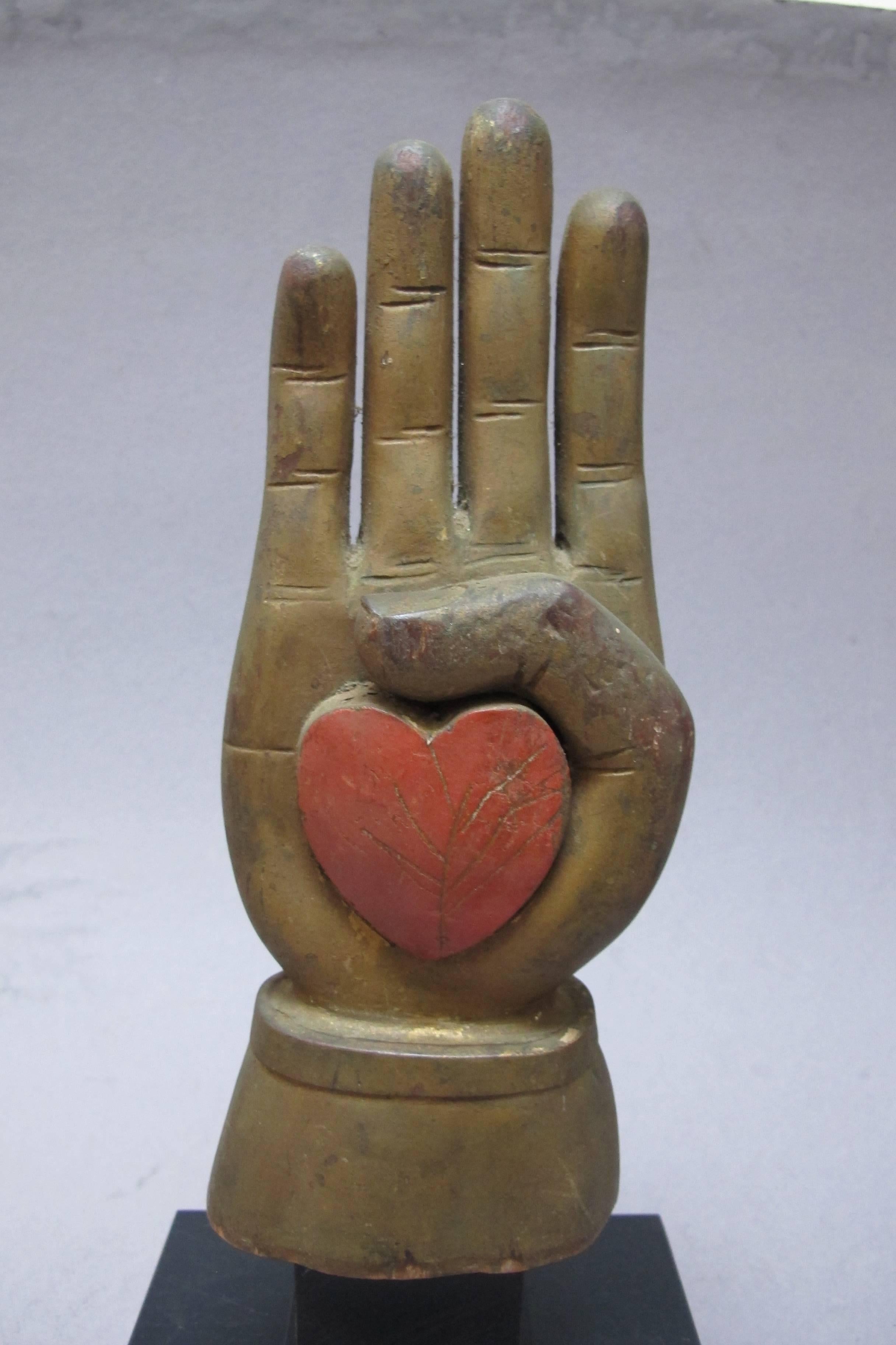 American Heart in Hand Carving from an Odd Fellows Fraternal Lodge For Sale