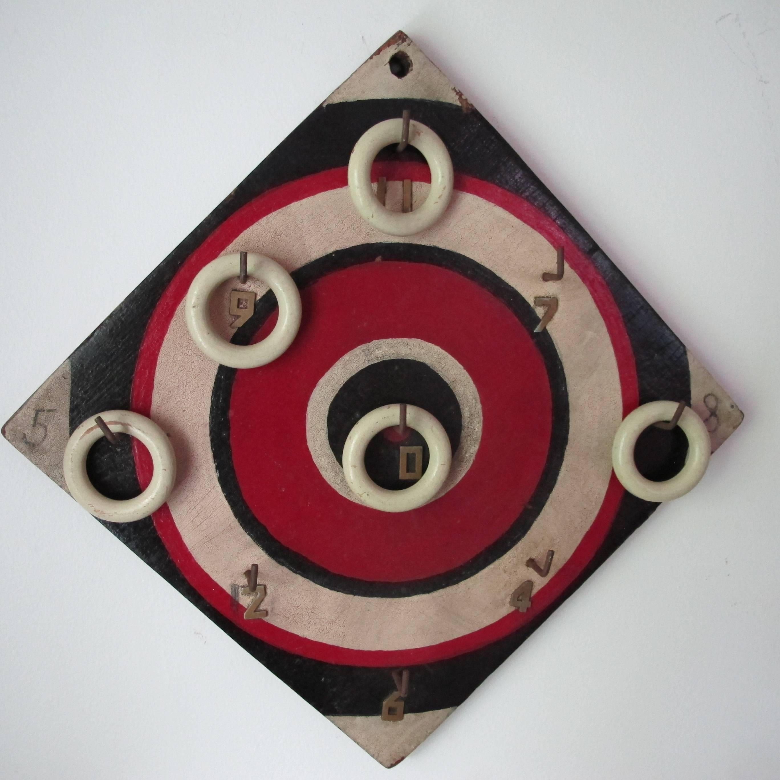 Painted Graphic Bulls Eye Target Ring Toss Game Board For Sale