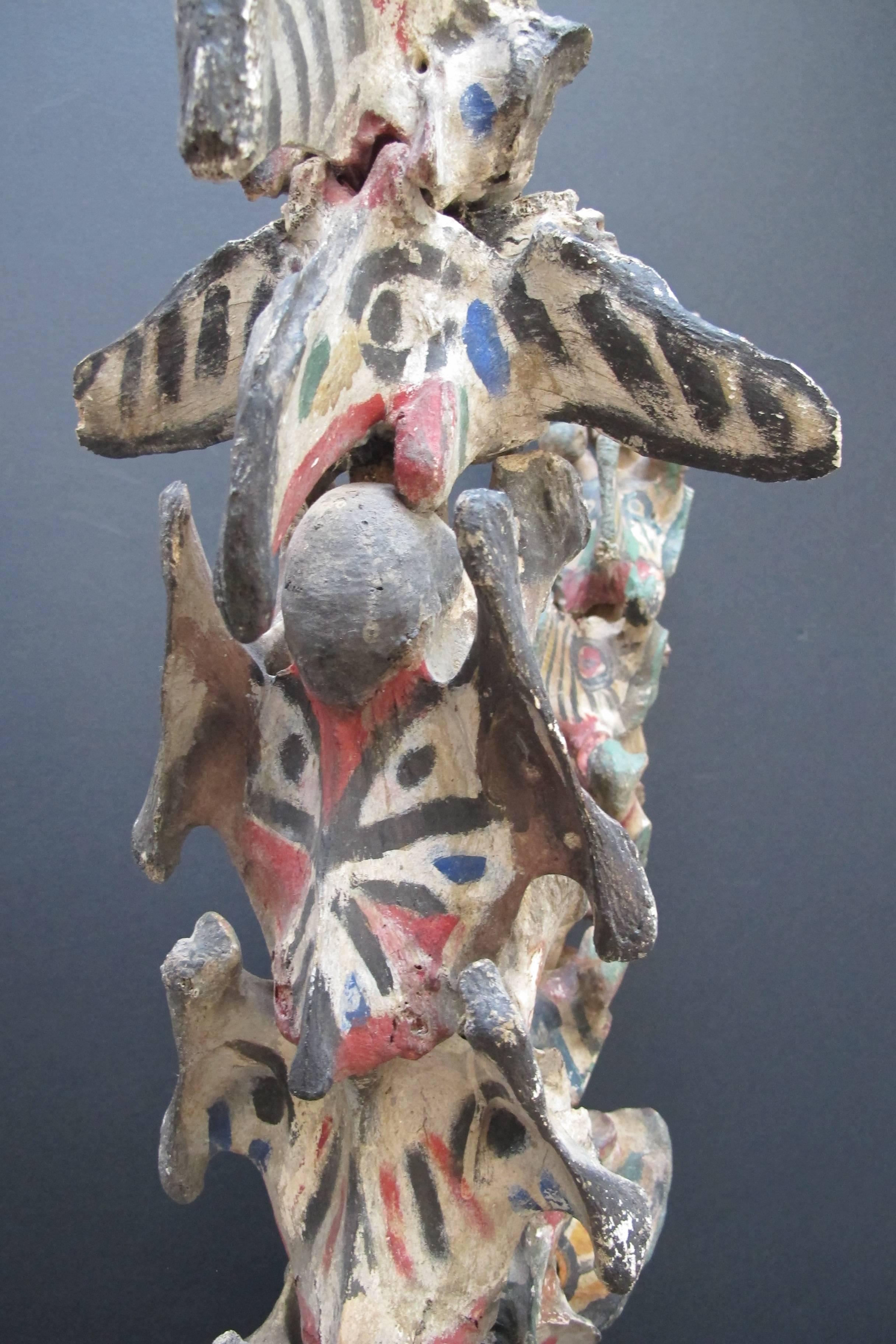 20th Century Painted Bone Fetish Assemblage Sculpture from Kansas Yard Show For Sale