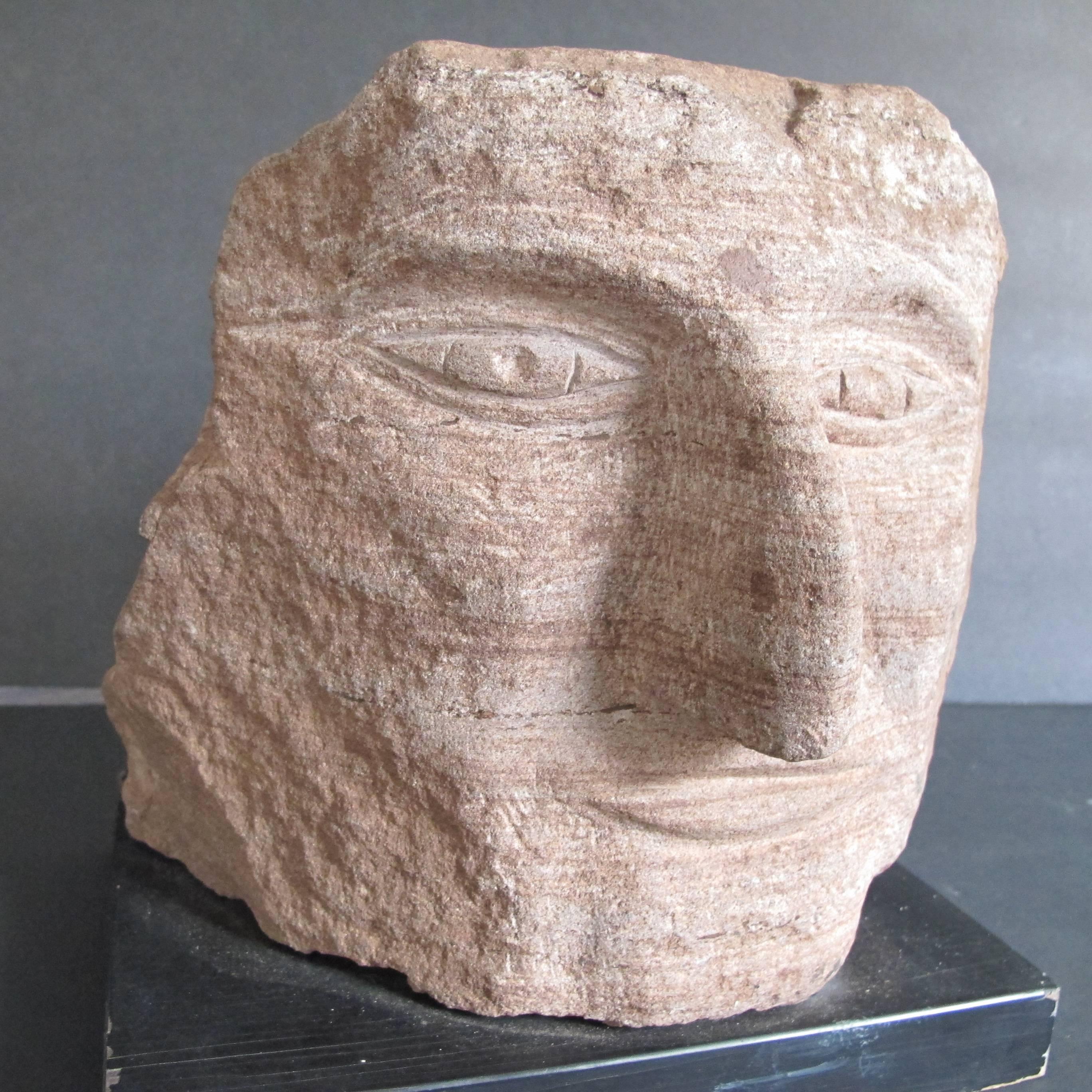 American Ted Ludwiczak Banded Stone Carved Head For Sale