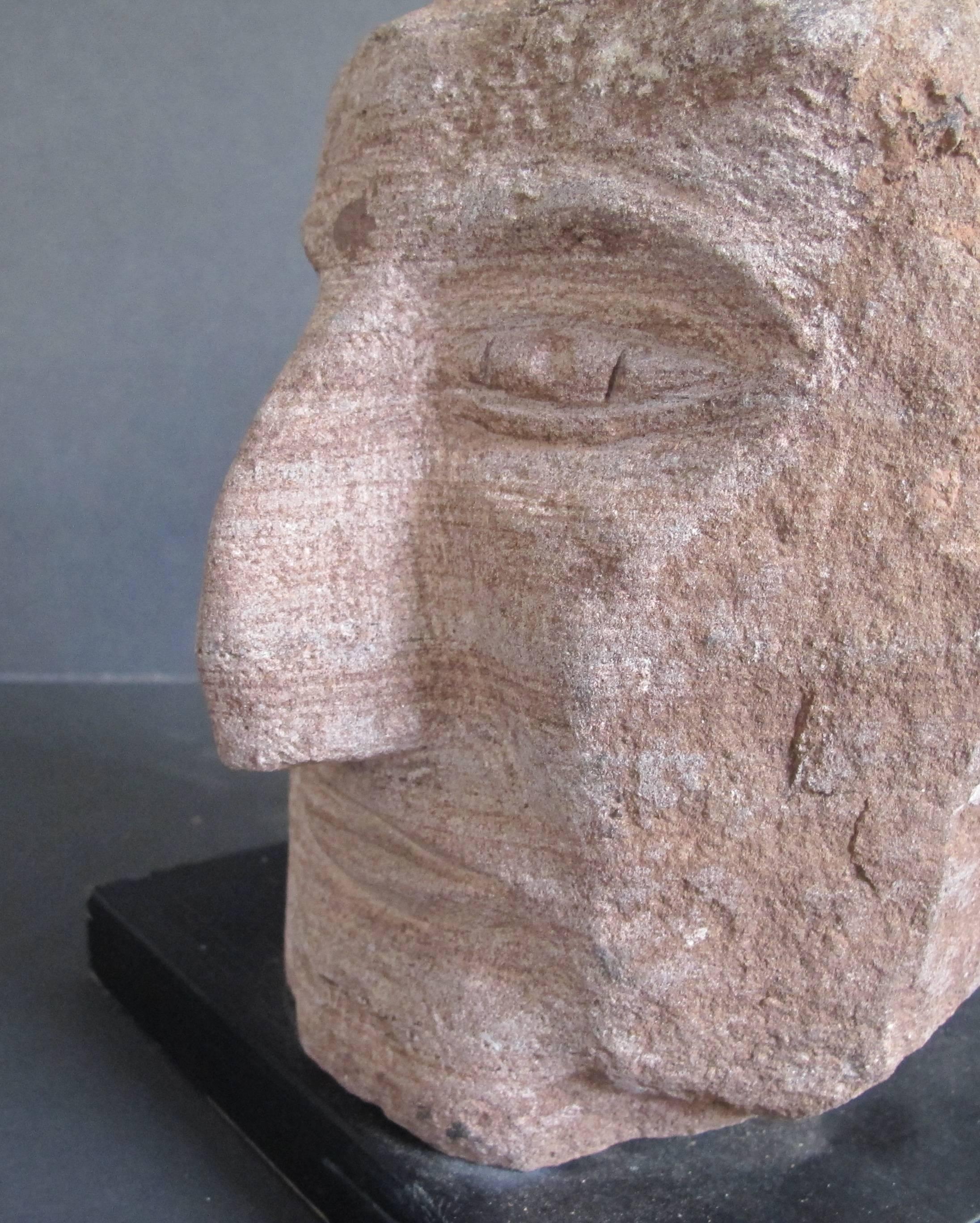 Contemporary Ted Ludwiczak Banded Stone Carved Head For Sale