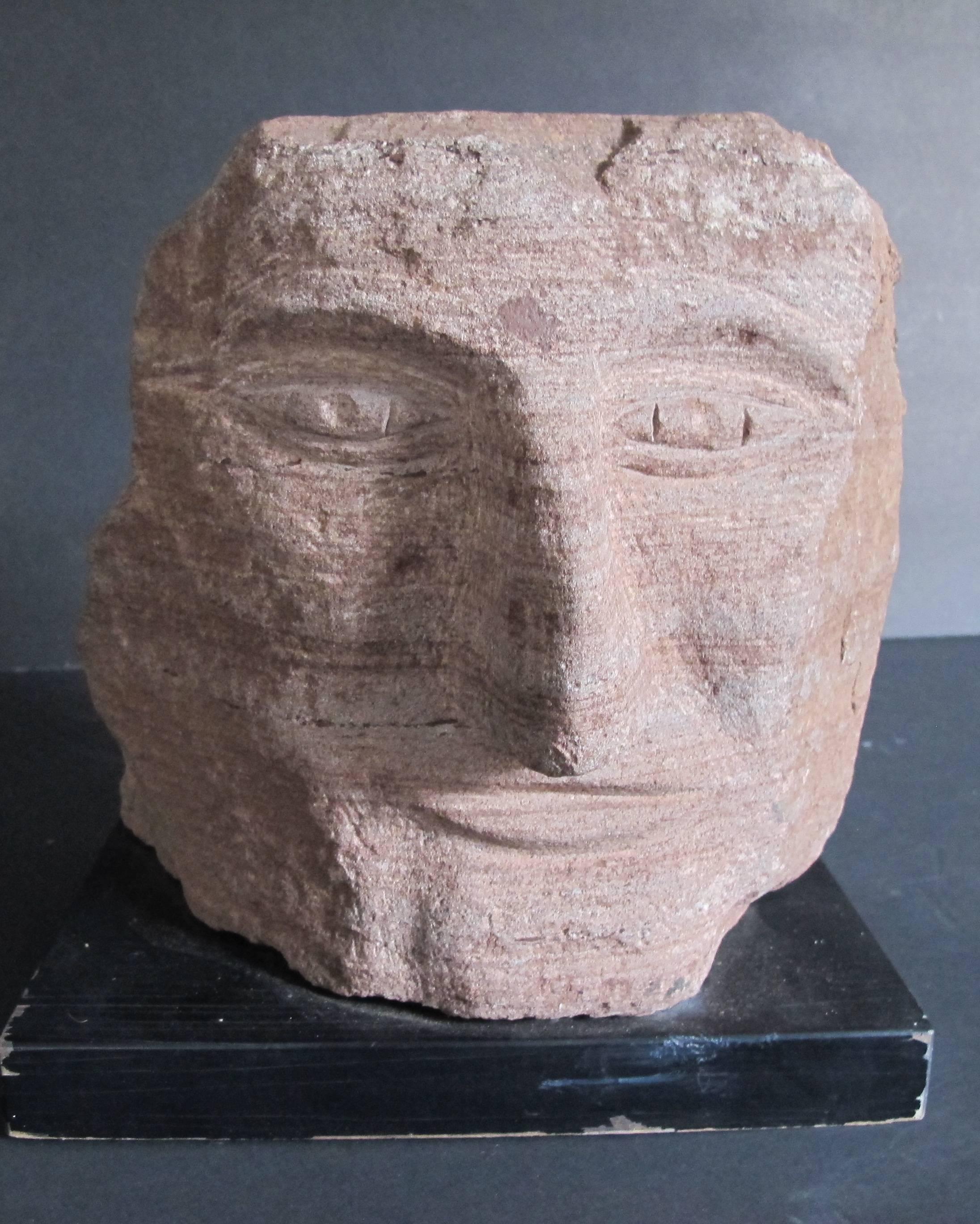 Ted Ludwiczak Banded Stone Carved Head For Sale 1