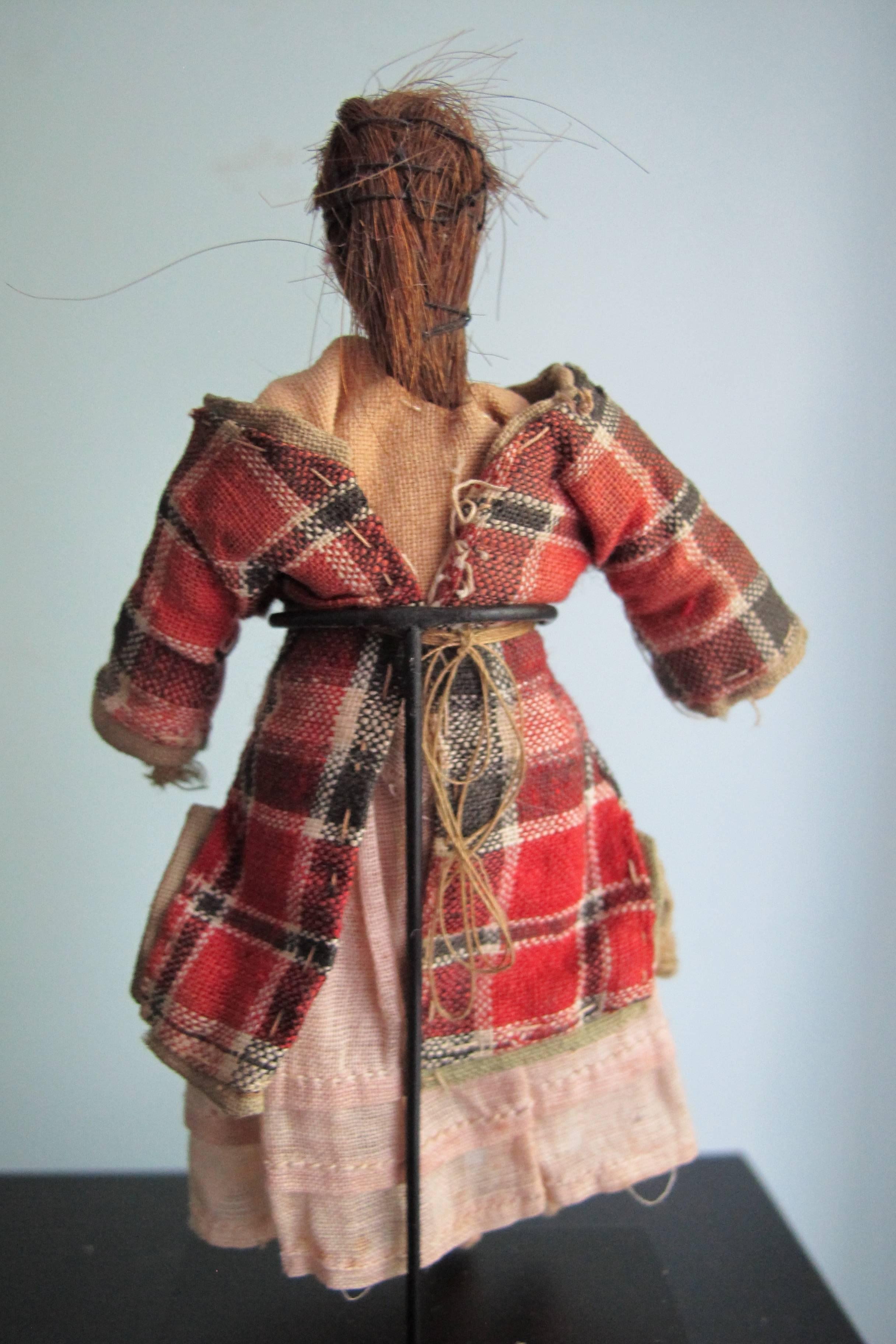American Child's Cloth Pocket Doll with Human Hair