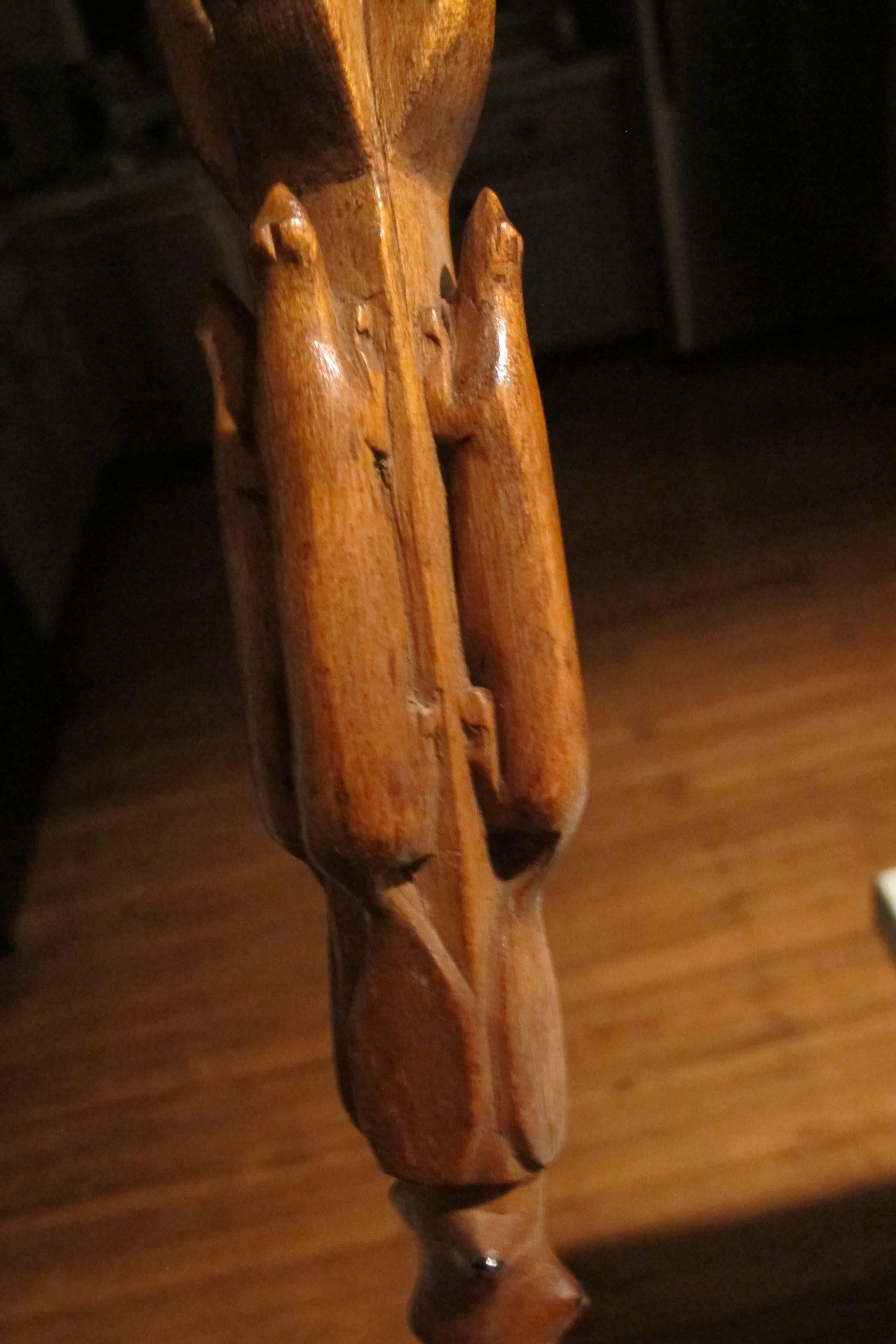 Late 19th Century Carved Wood Puzzle Cane with Four Beavers