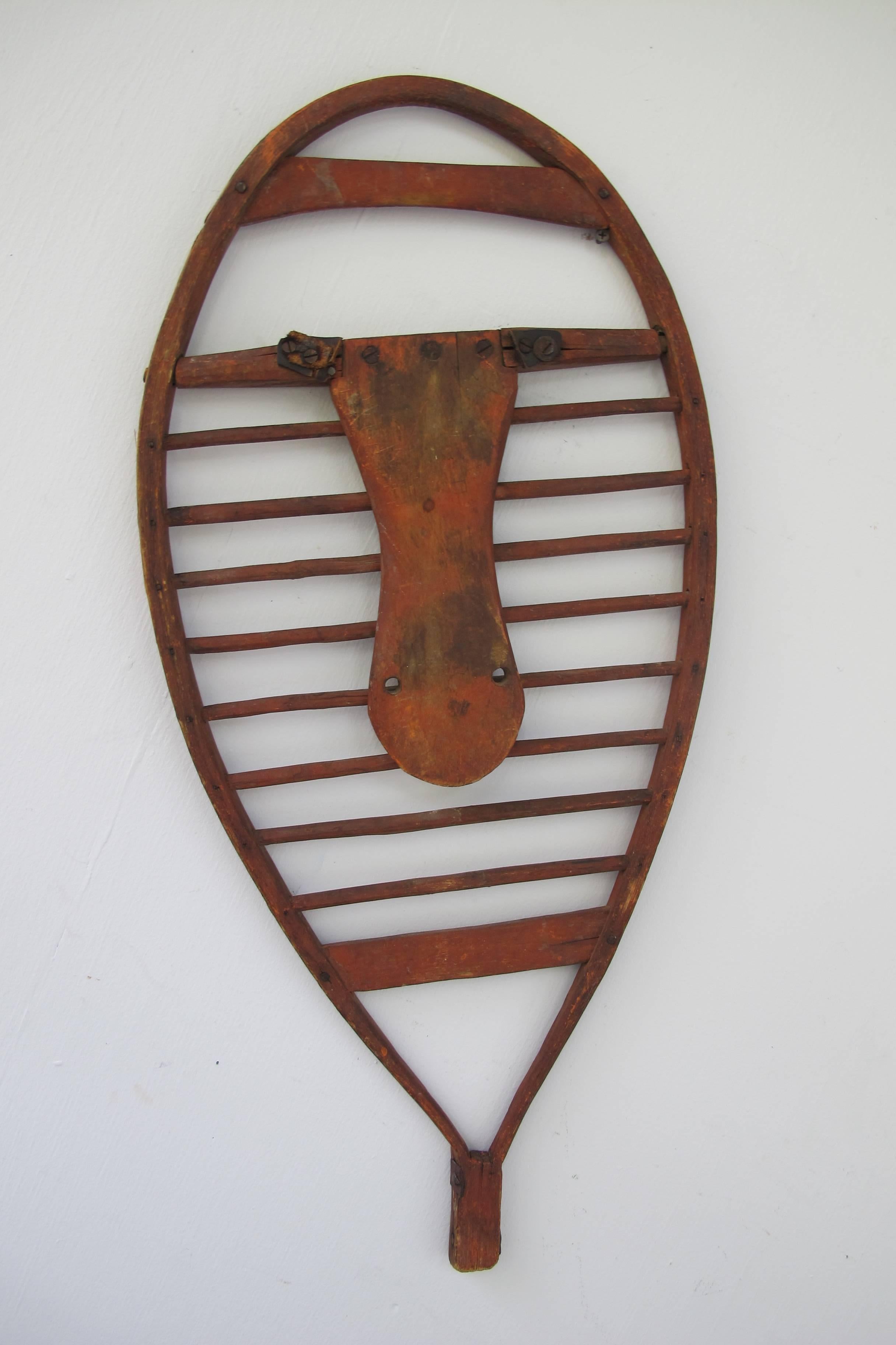 Painted Early Graphic Wood Snowshoes For Sale