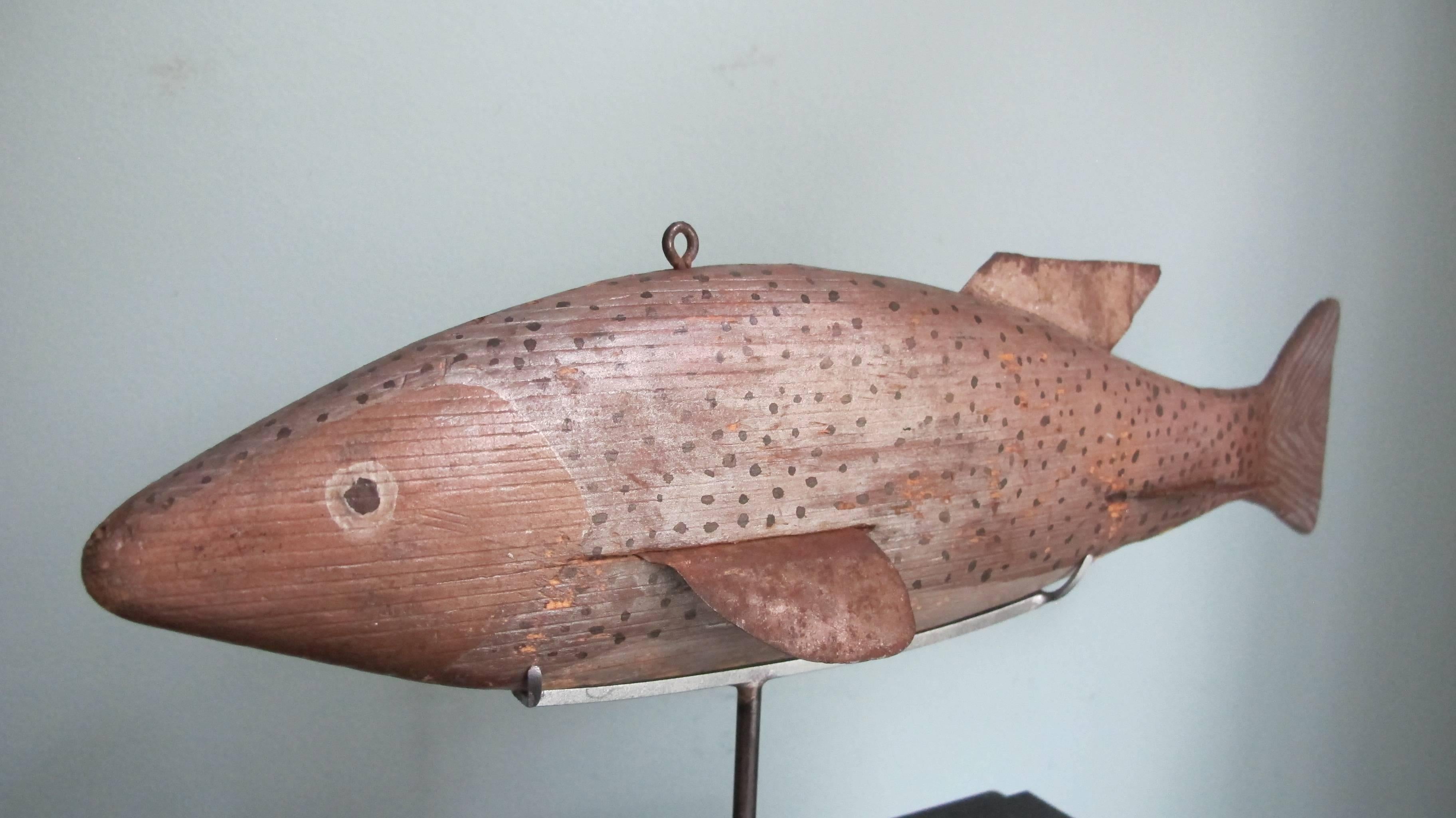 Folk Art Large Trout Fish Decoy