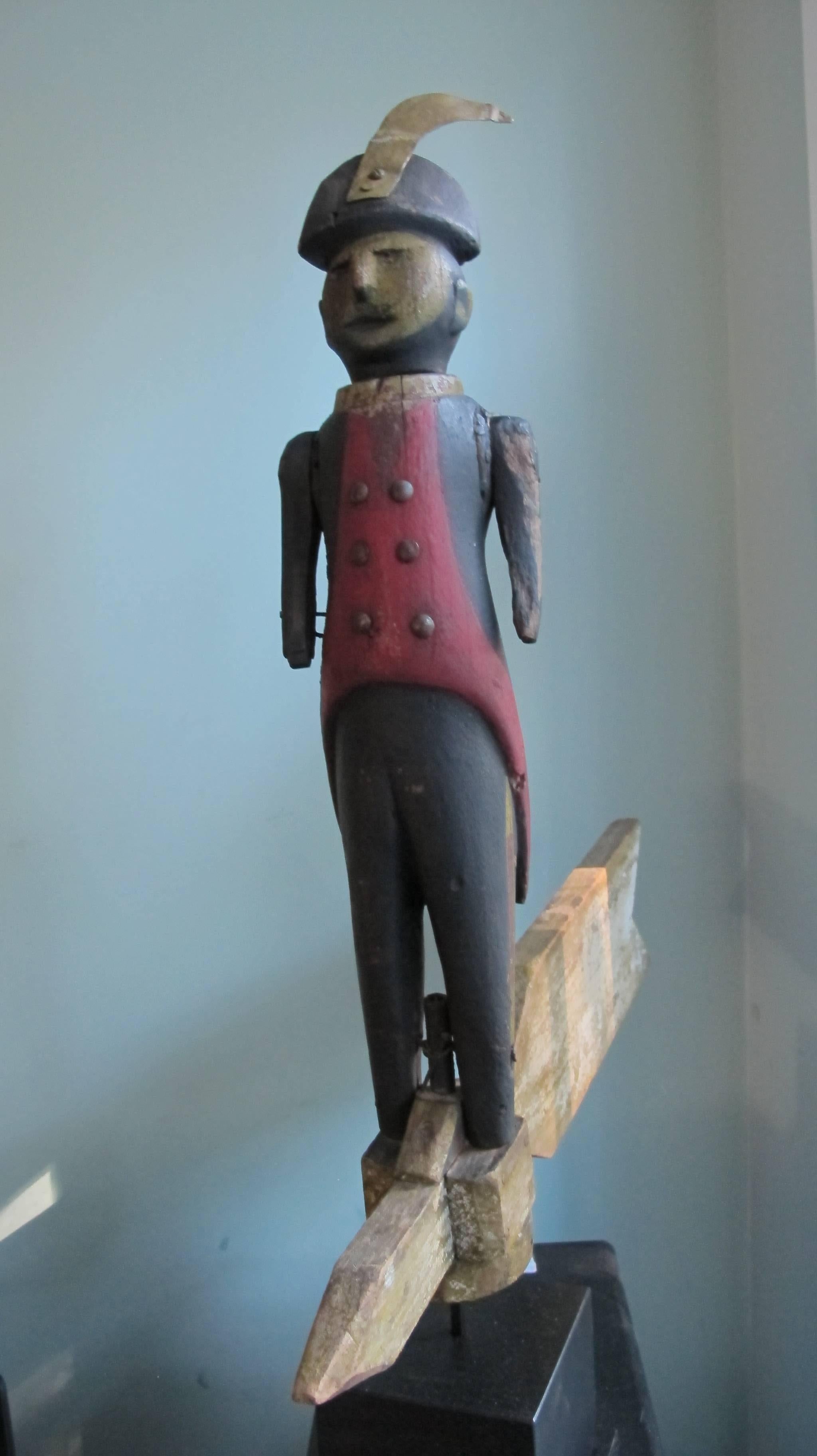Carved Revolutionary War Soldier Whirligig Weathervane For Sale