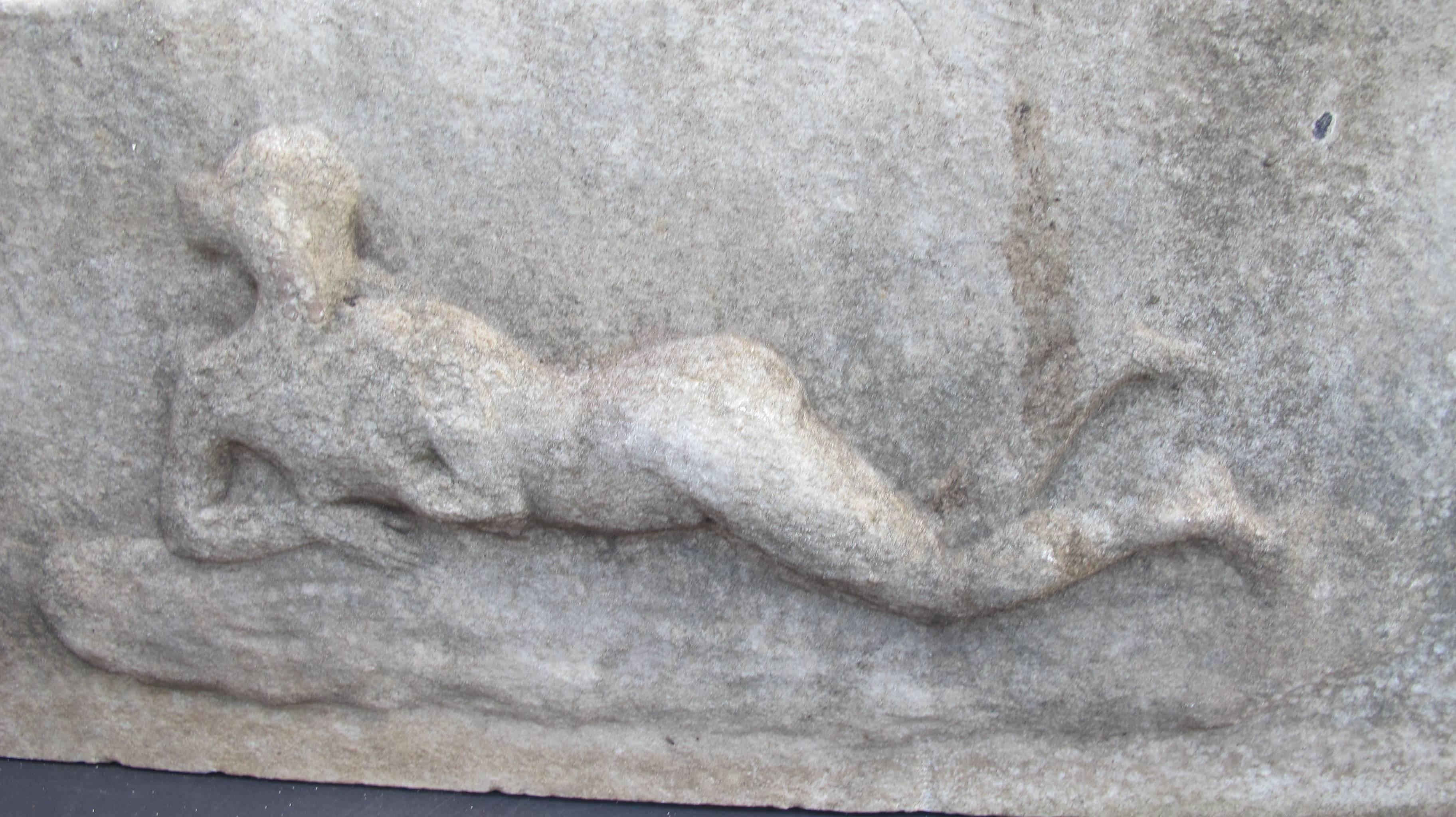 Folk Art Marble Relief with Reclining Nude