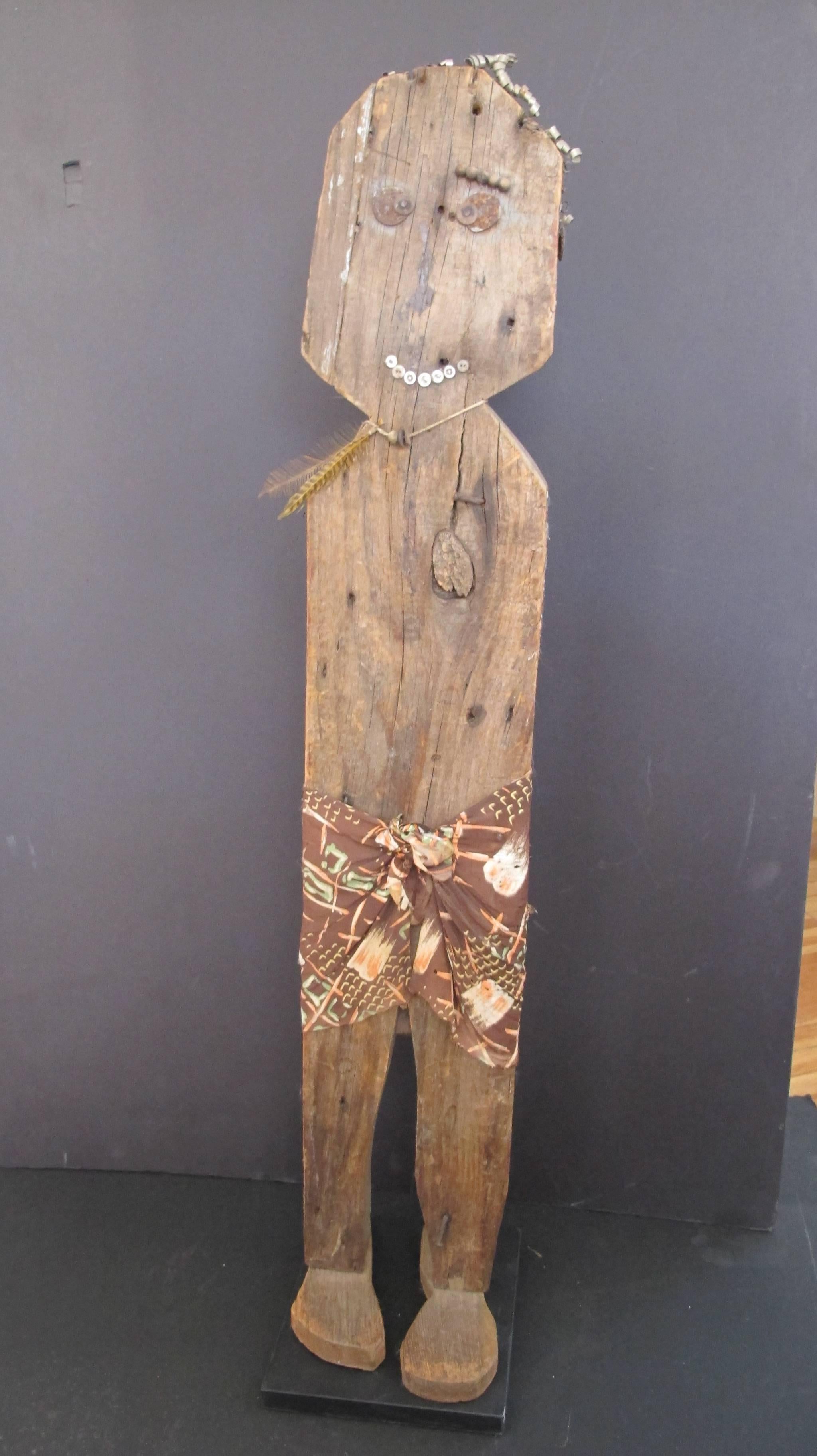 Wood Folk Art Figure In Fair Condition For Sale In New York, NY