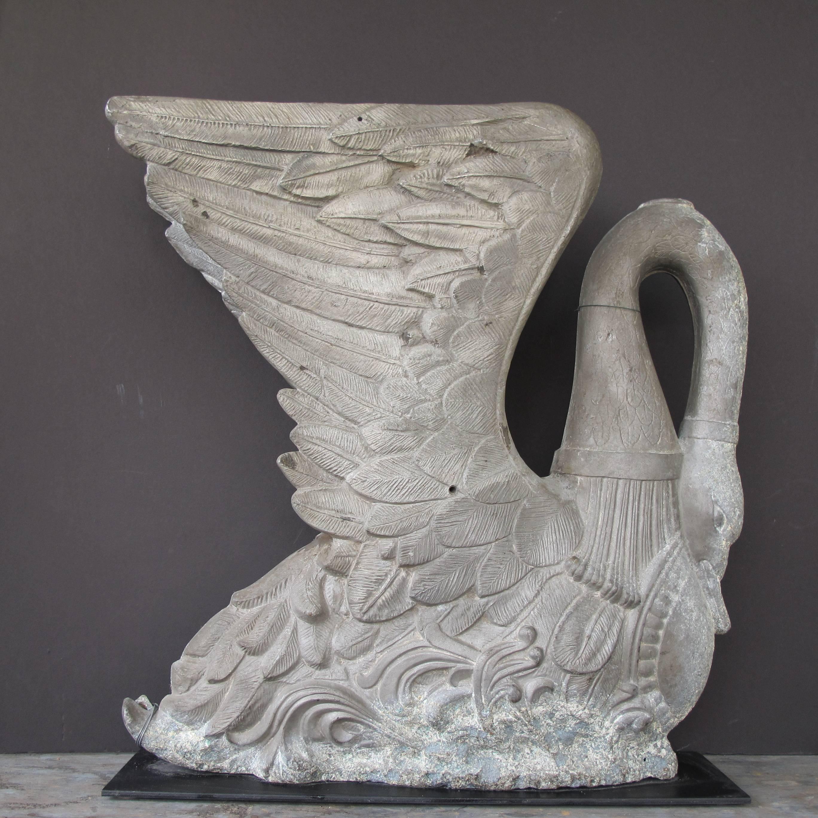 Folk Art Cast Metal Swan Sculpture Mold