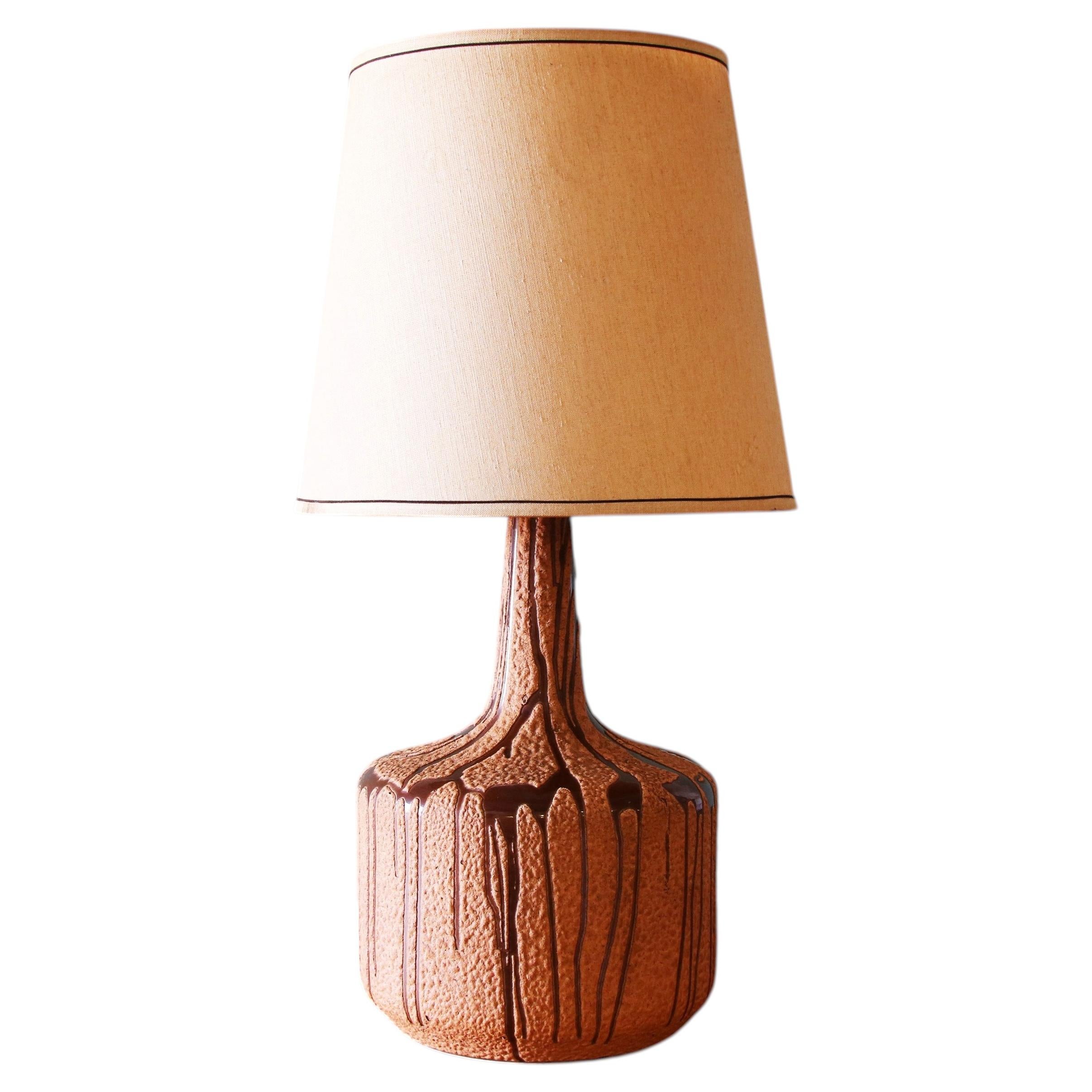 Monumental 1960s Lava Drip Glaze Studio Craft Pottery Table Lamp MCM