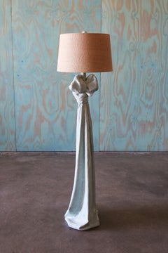 Vintage Sculptural Trompe l'Oeil Plaster "Drape" Floor Lamp After John Dickinson