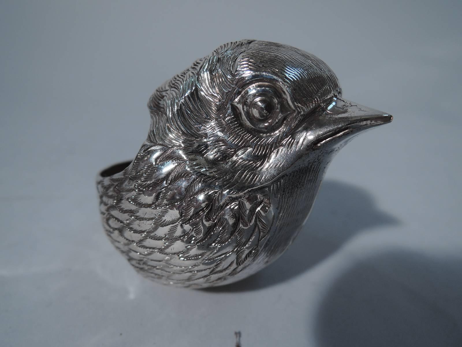 Late Victorian Antique Sterling Silver Open Salts in Form of Adorable Sweet Baby Chicks