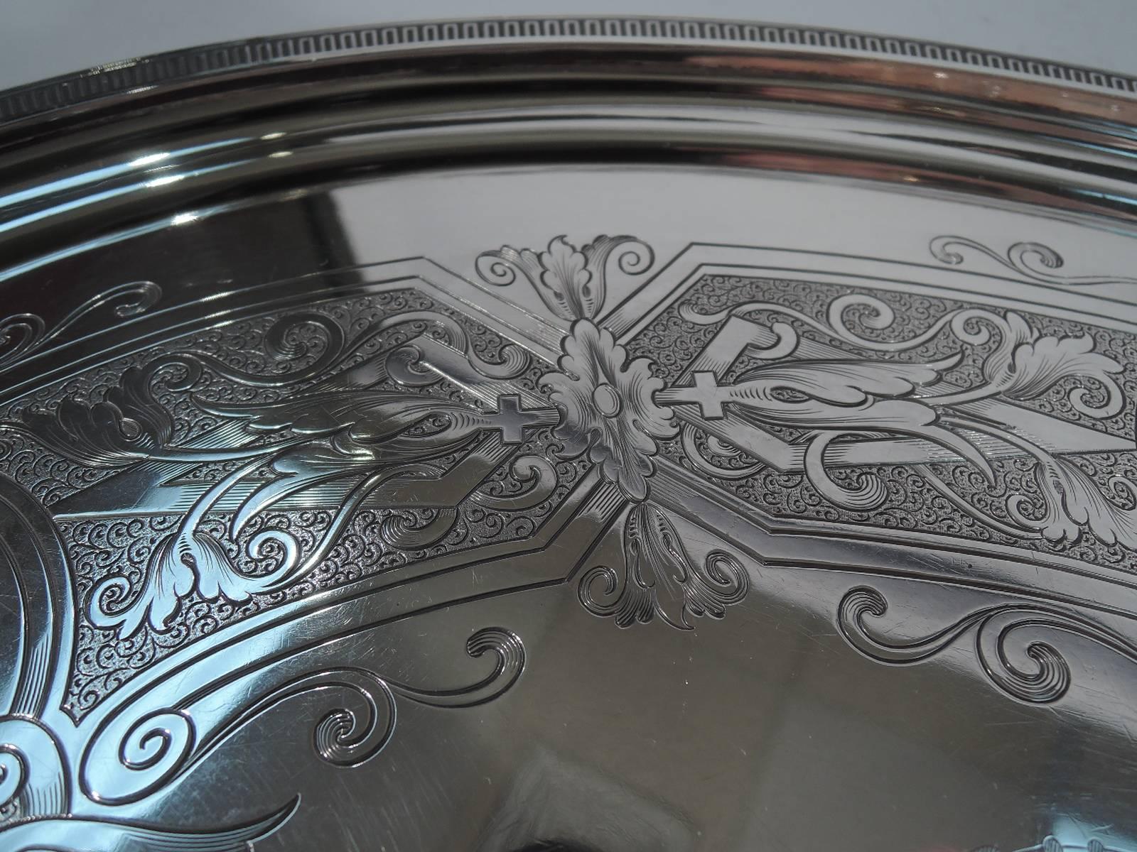 American Historic Tiffany Sterling Silver Salver Tray with Broadway Hallmark