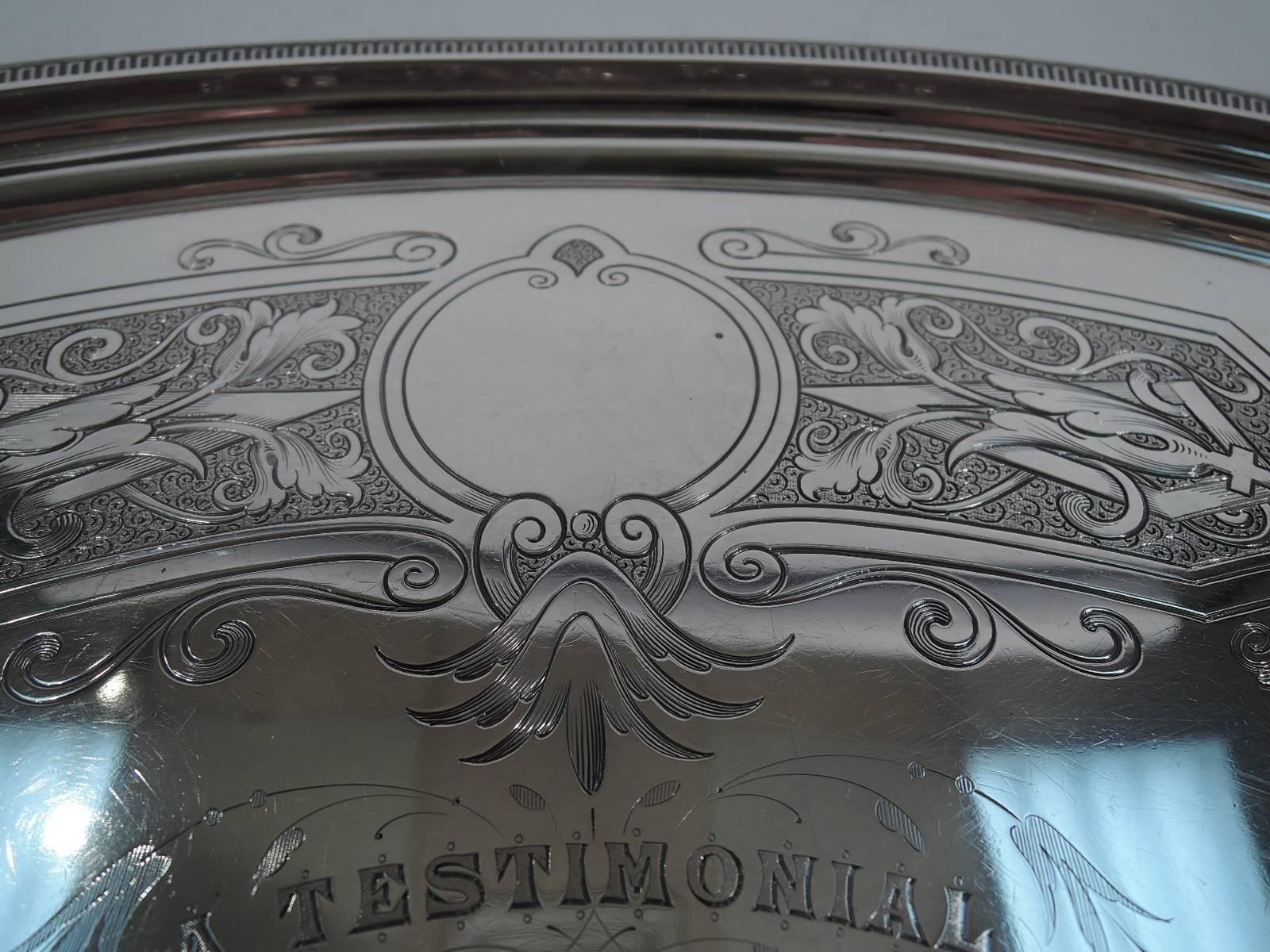 Historic Tiffany Sterling Silver Salver Tray with Broadway Hallmark In Excellent Condition In New York, NY