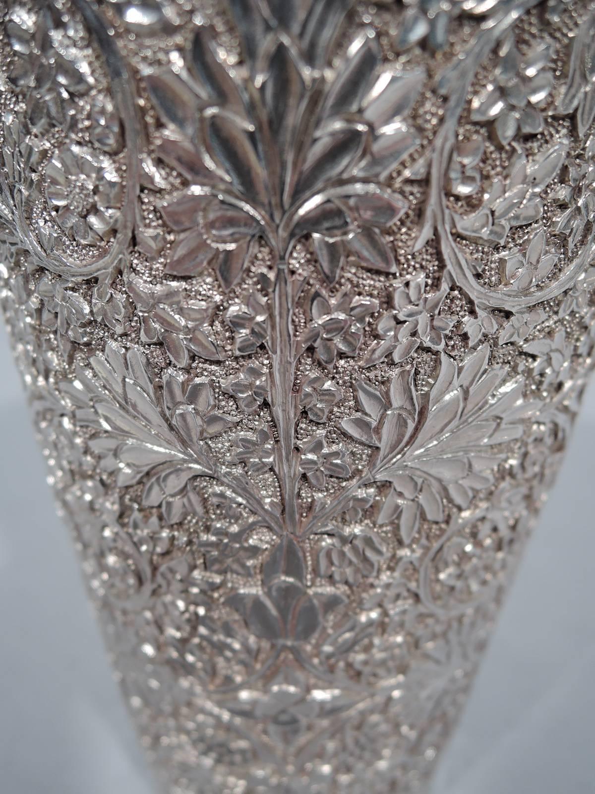 20th Century Antique Indian Silver Tumbler with Flowers
