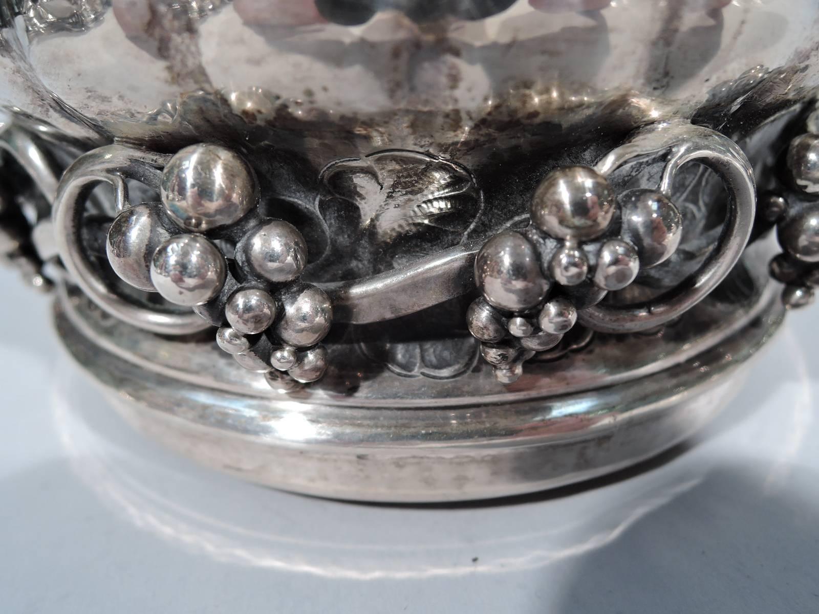 Danish Early Georg Jensen Silver Wine Bottle Coaster with Fruiting Grapevine