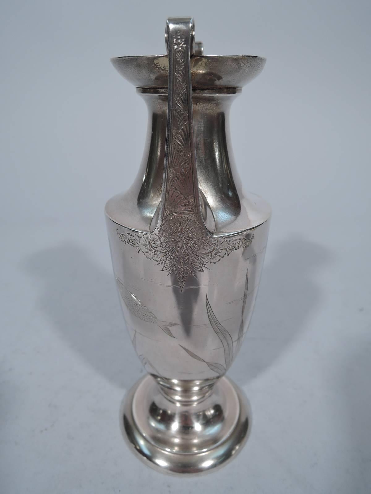 Aesthetic Movement Gorham Japonesque Antique Sterling Silver Amphora Vase