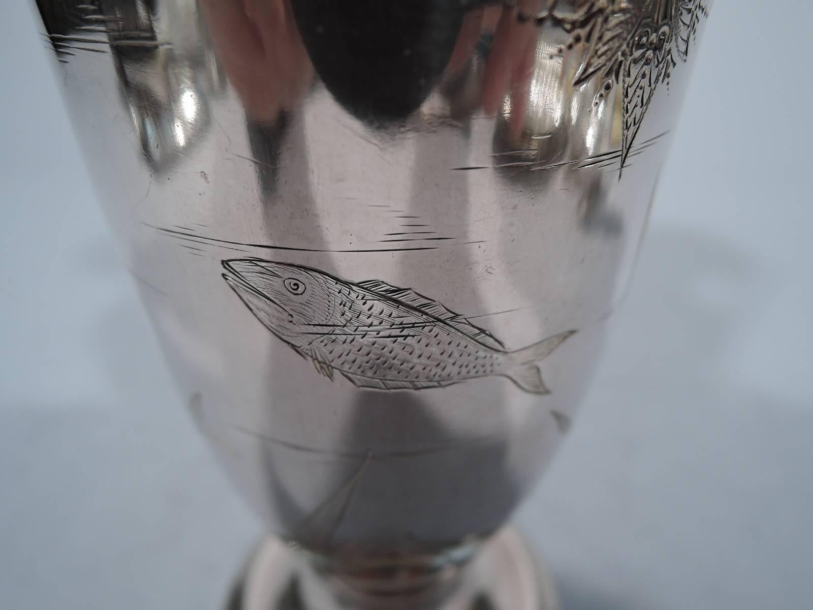 Late 19th Century Gorham Japonesque Antique Sterling Silver Amphora Vase