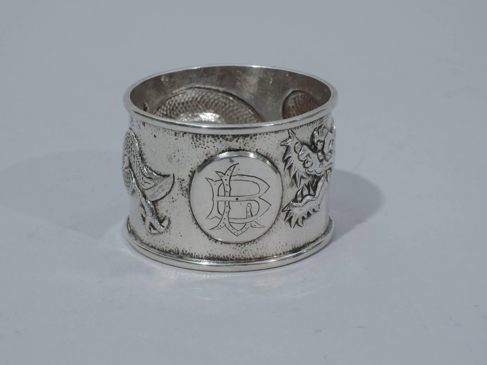 Chinese Export Silver Napkin Ring with Dragon 2