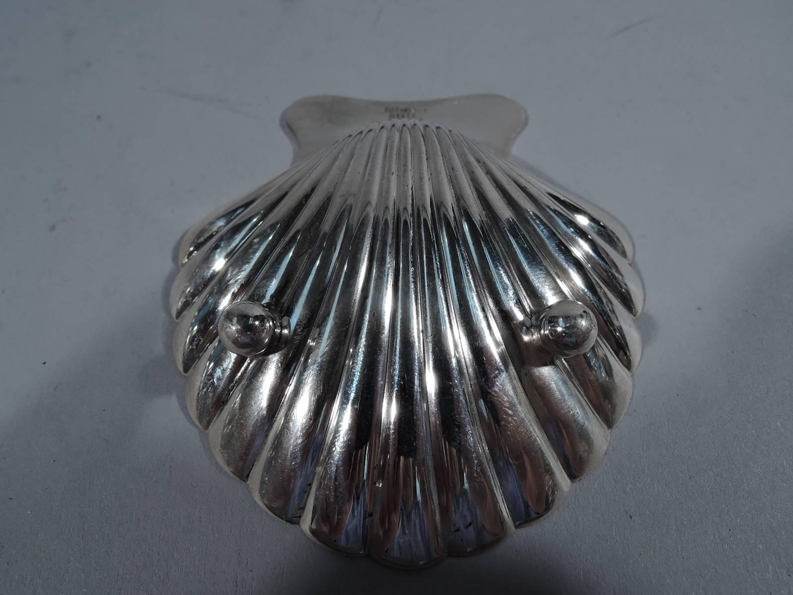 Mid-Century Modern Set of Ten Tiffany American Sterling Silver Scallop Shell Nut Dishes