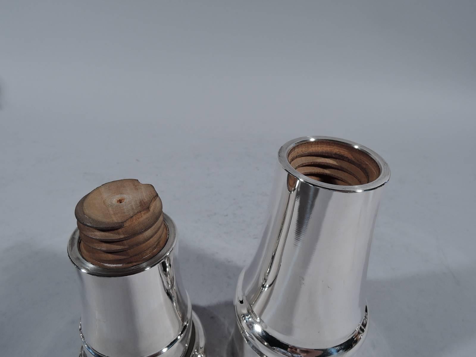 20th Century Tiffany Modern All-in-One Sterling Silver Pepper Grinder and Salt Shaker