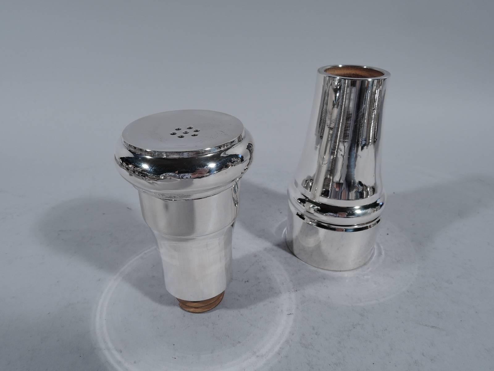Italian Tiffany Modern All-in-One Sterling Silver Pepper Grinder and Salt Shaker