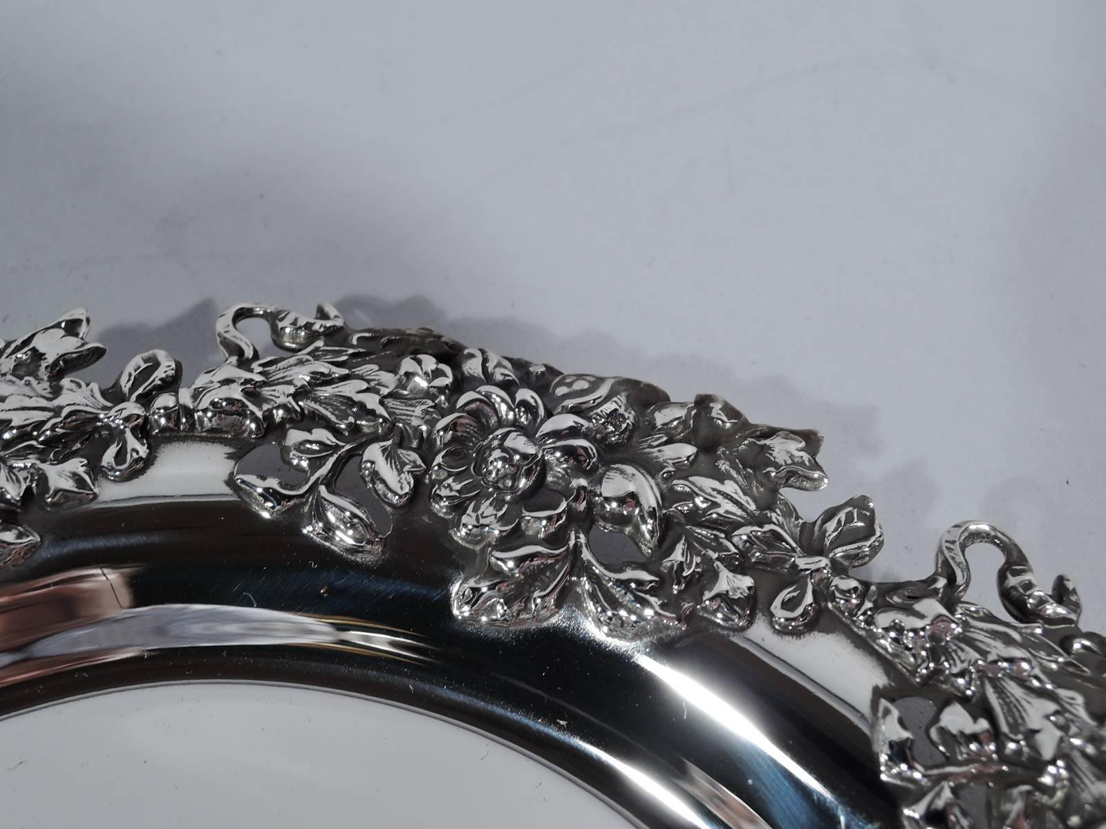 Edwardian Pair of Antique American Sterling Silver Wine Bottle Coasters