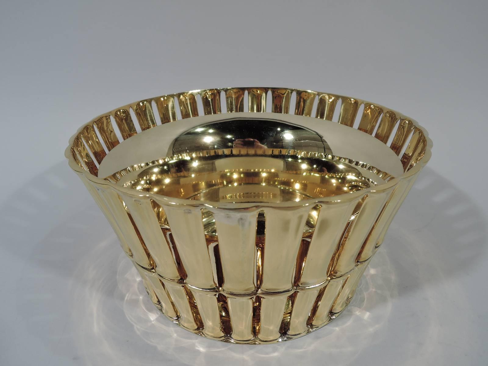 Tiffany Silver Gilt Basket in Desirable Bamboo Pattern In Excellent Condition In New York, NY