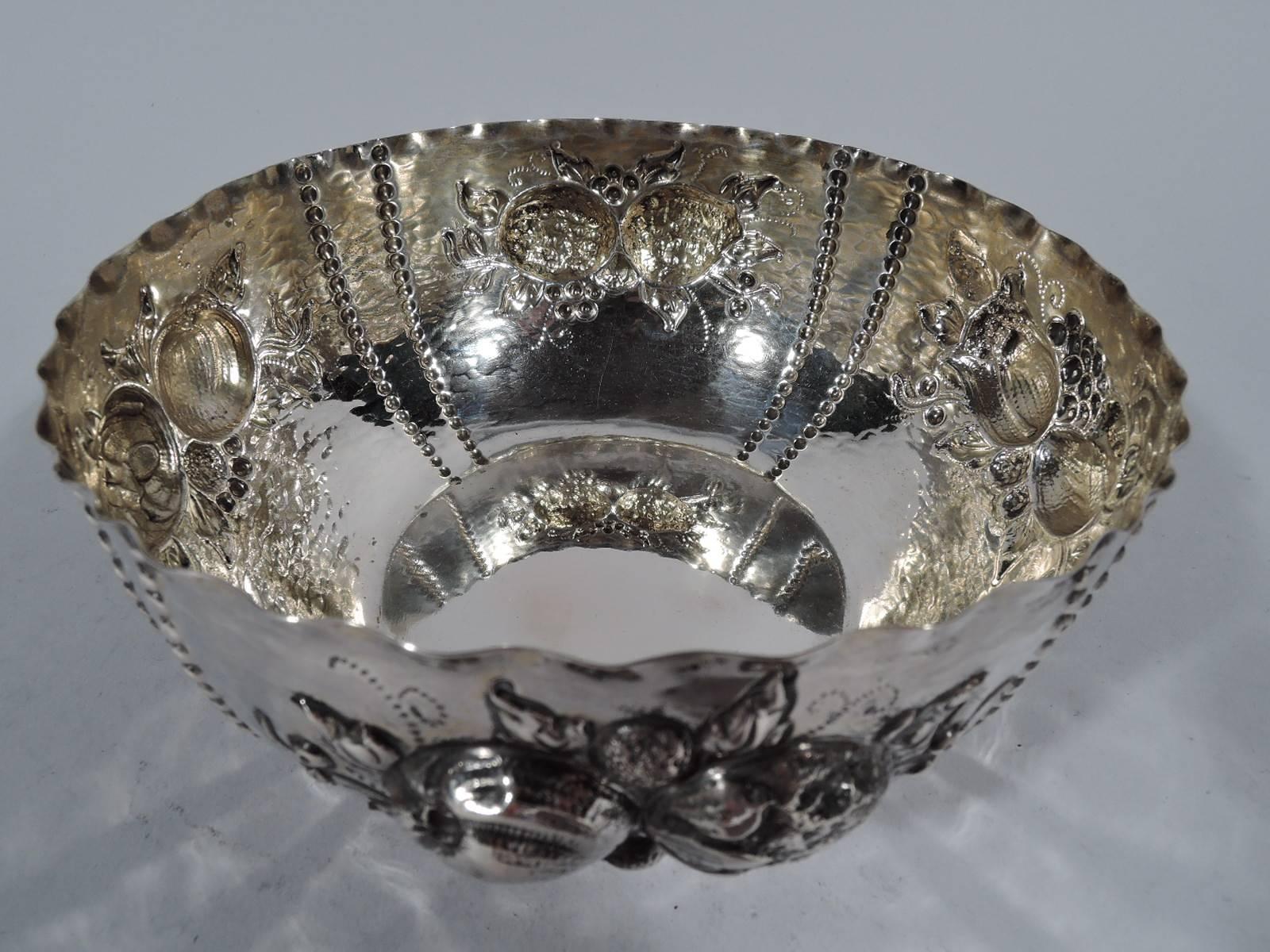 Country Antique Swedish Silver Naïve Bowl with Fruits by CG Hallberg