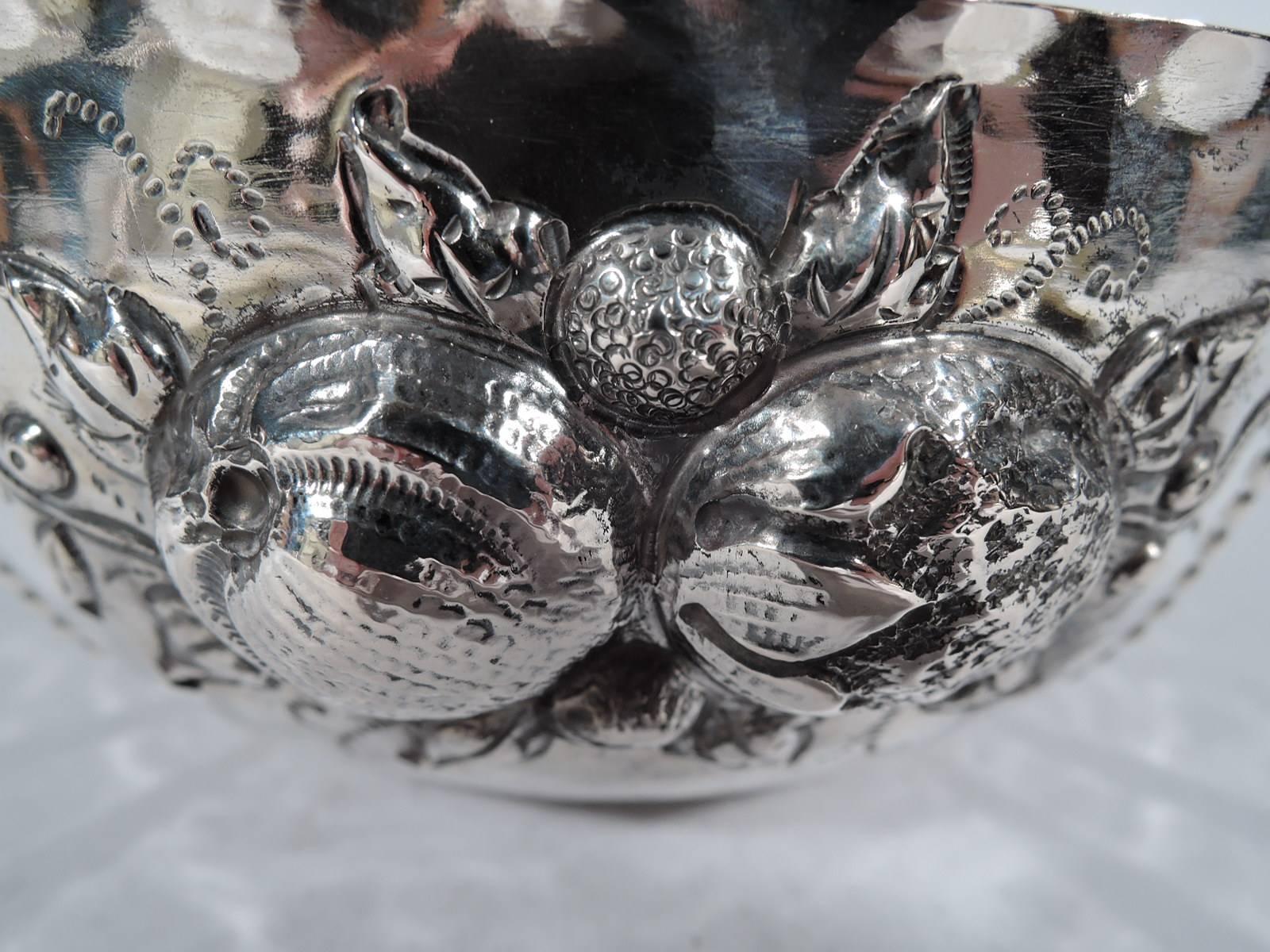 Antique Swedish Silver Naïve Bowl with Fruits by CG Hallberg In Excellent Condition In New York, NY