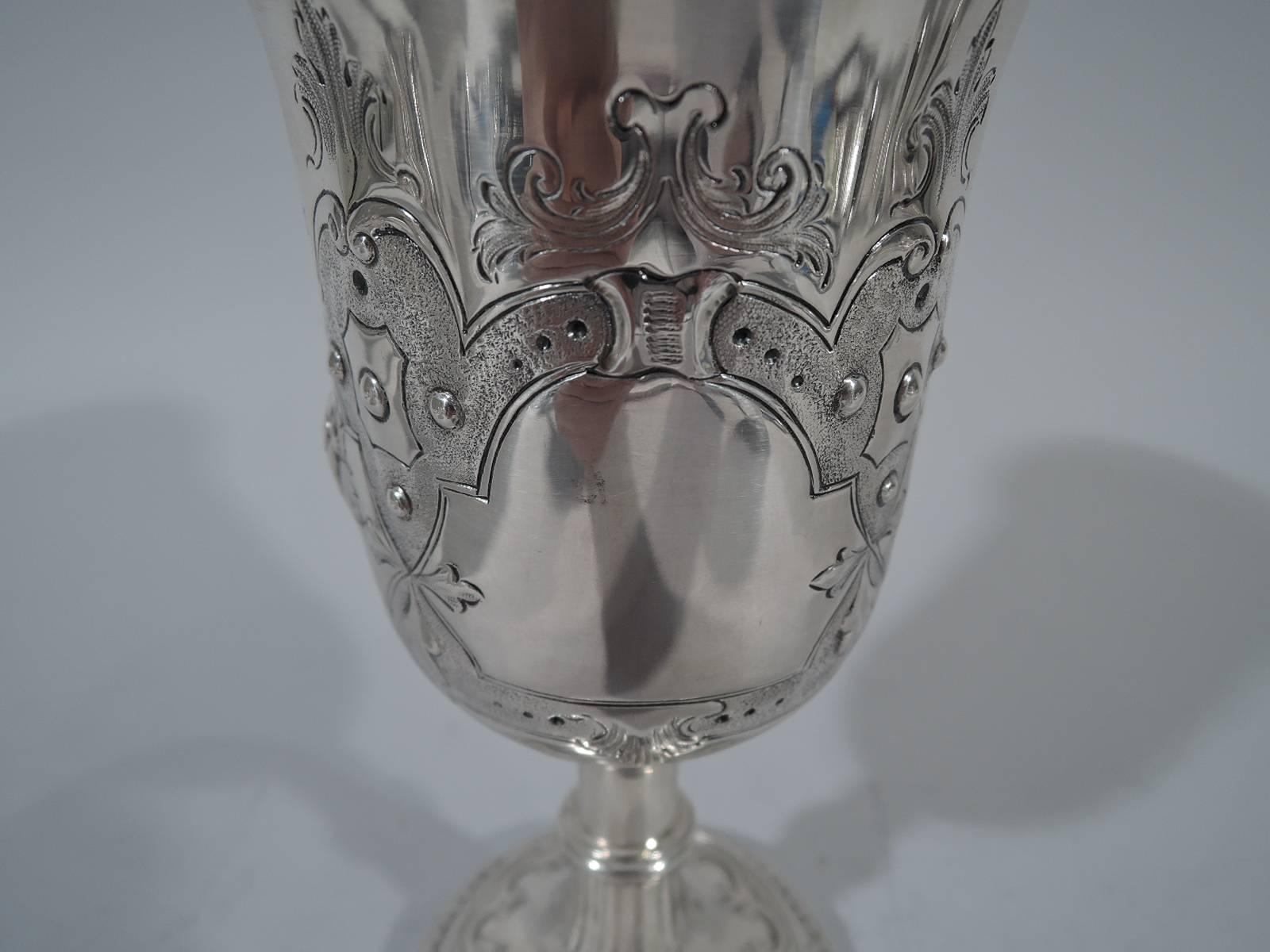 English Georgian Sterling Silver Goblet with Strapwork In Excellent Condition In New York, NY