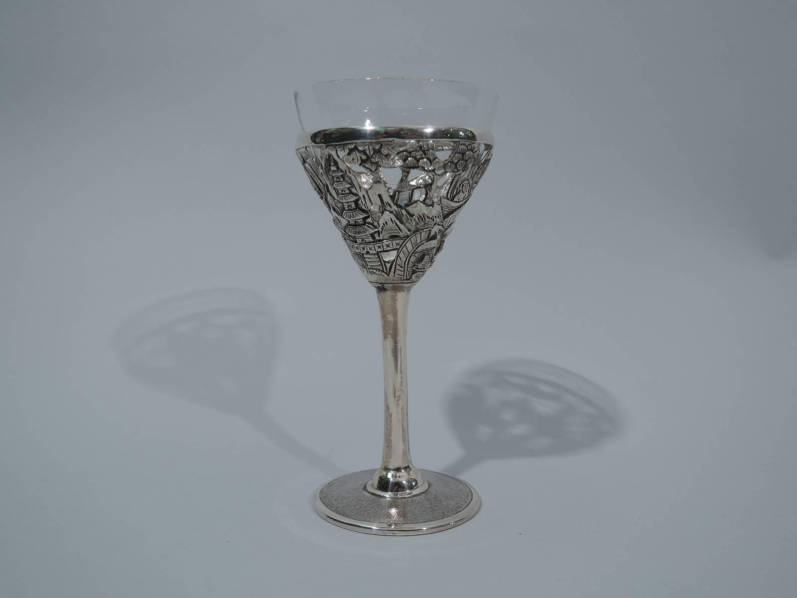 20th Century Set of Ten Chinese Export Silver Exotic Cocktail Cups