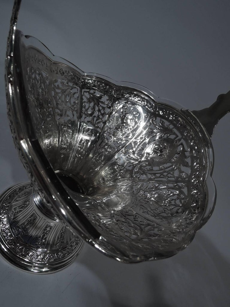 Antique American Sterling Silver Flower Basket by Black, Starr and