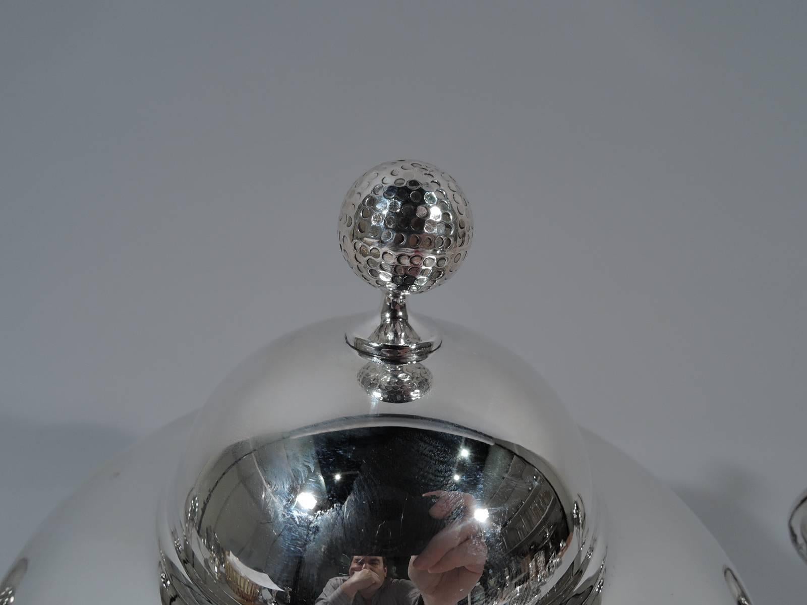 American Sterling Silver Trophy Cup with Golf Ball Finial In Excellent Condition In New York, NY