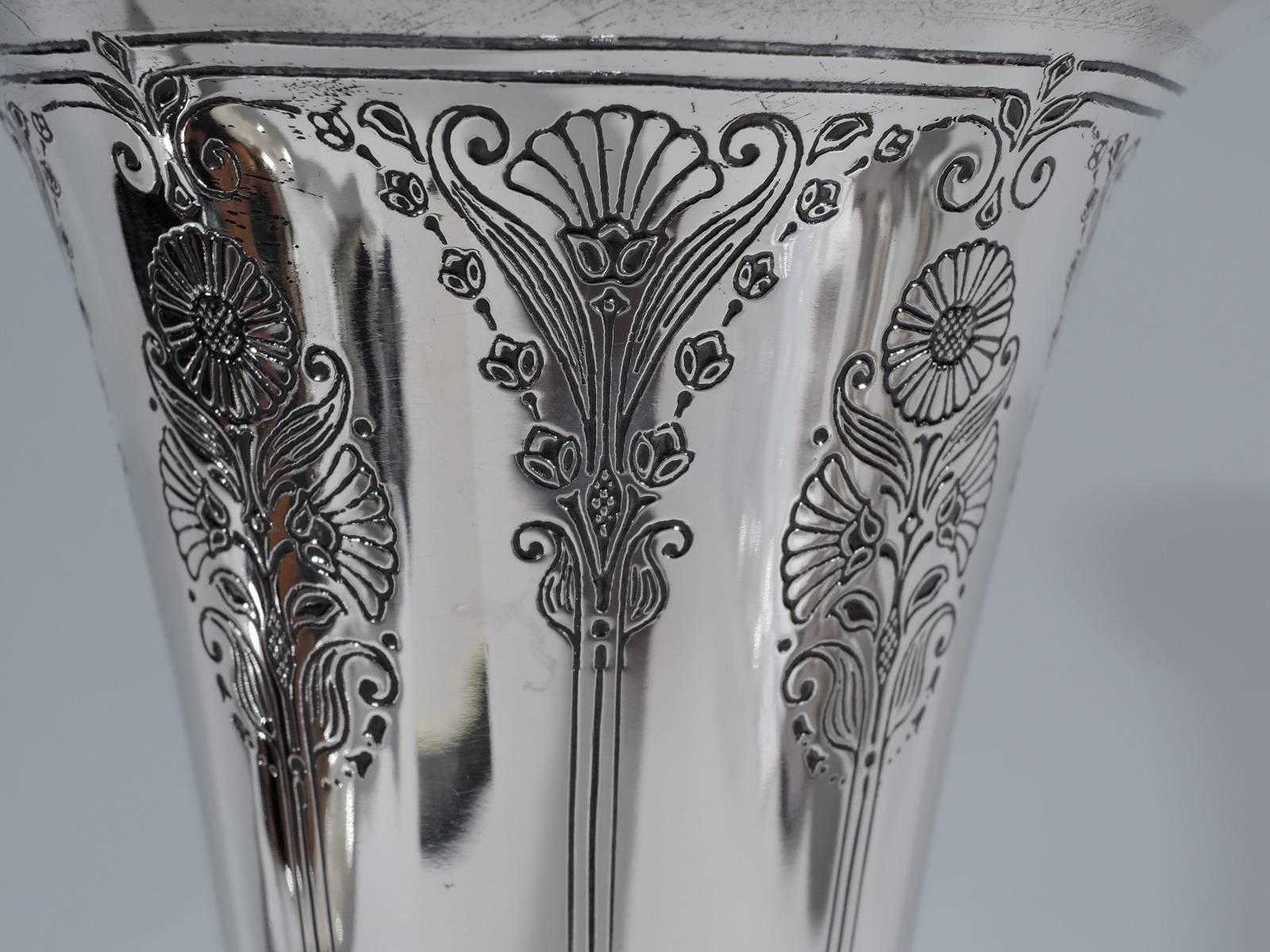 American Tiffany Art Deco Sterling Silver Trumpet Vase