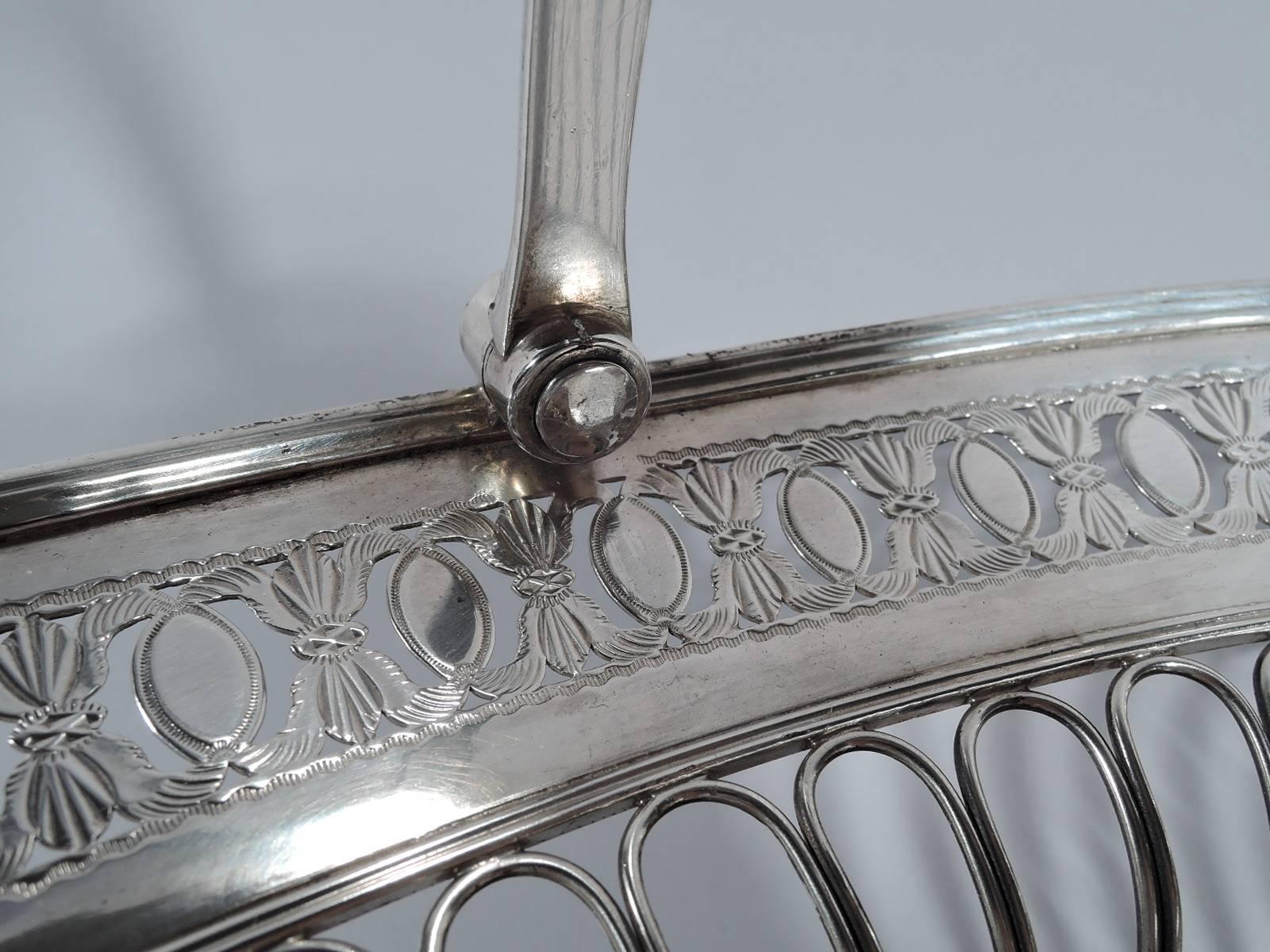 Late 18th Century Antique English Neoclassical Sterling Silver Basket