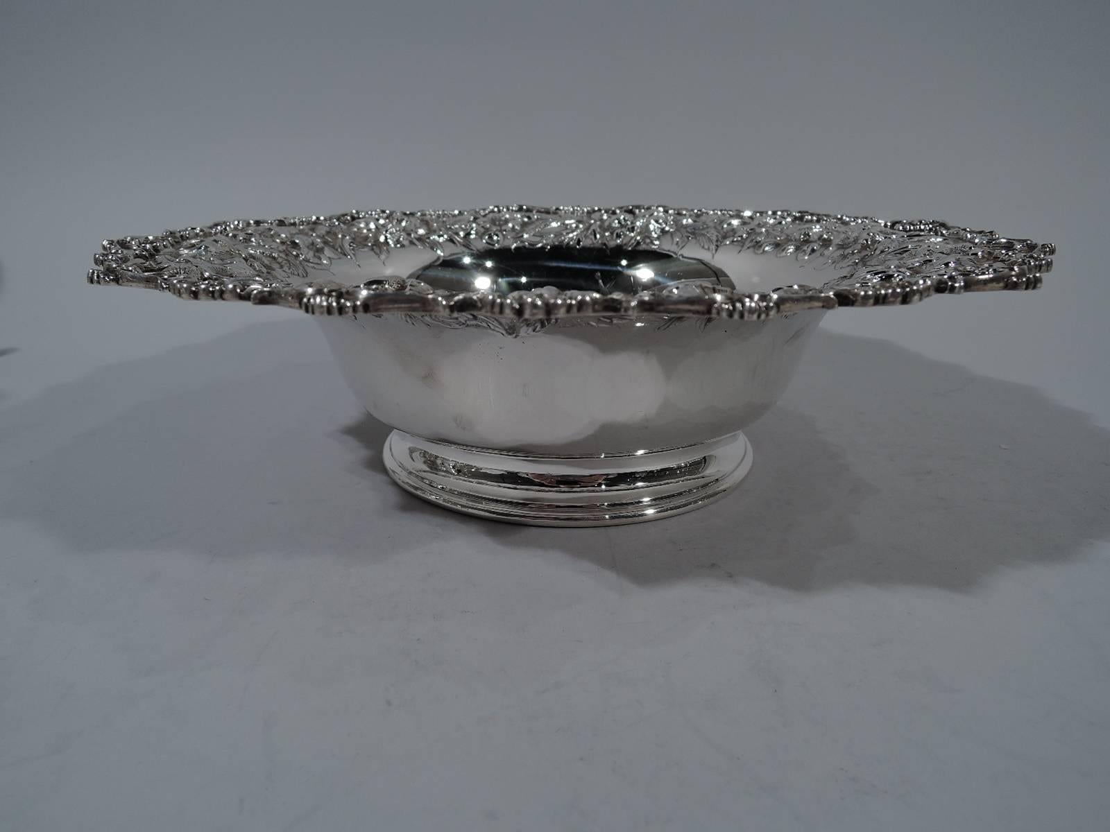 Modern Kirk Repousse Sterling Silver Footed Bowl