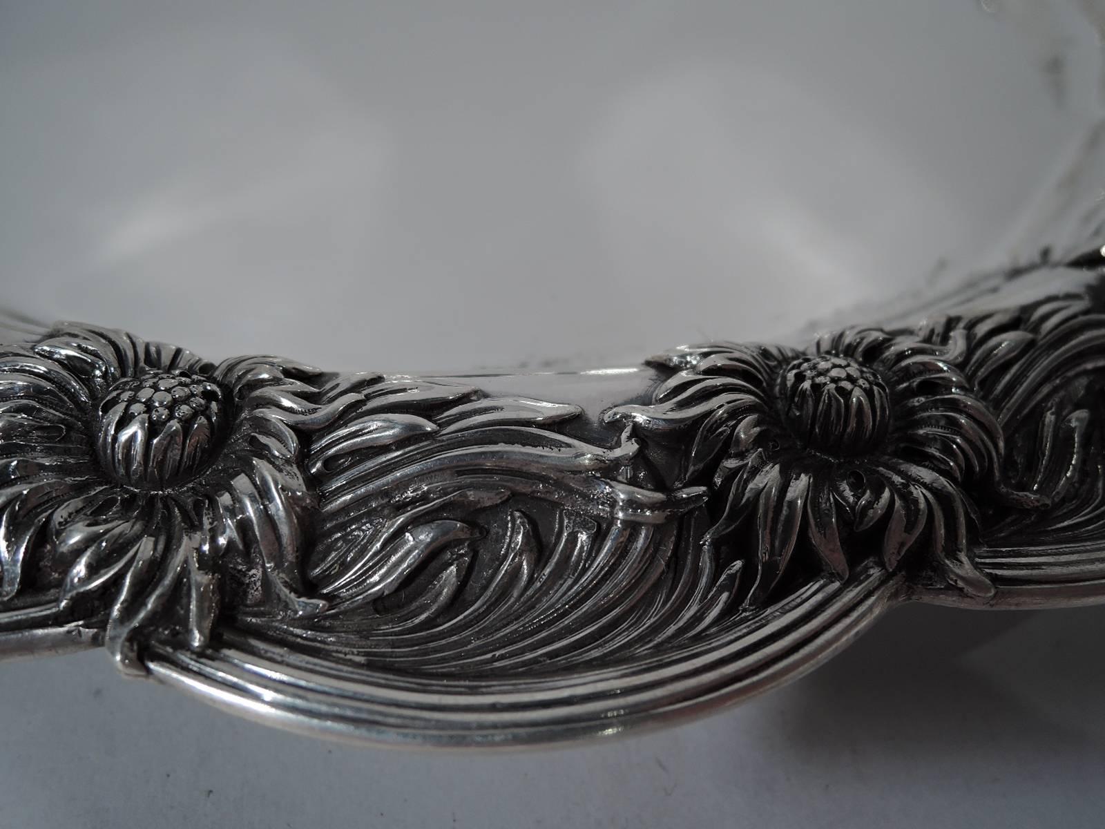American Antique Japonesque Chrysanthemum Sterling Silver Tray by Tiffany