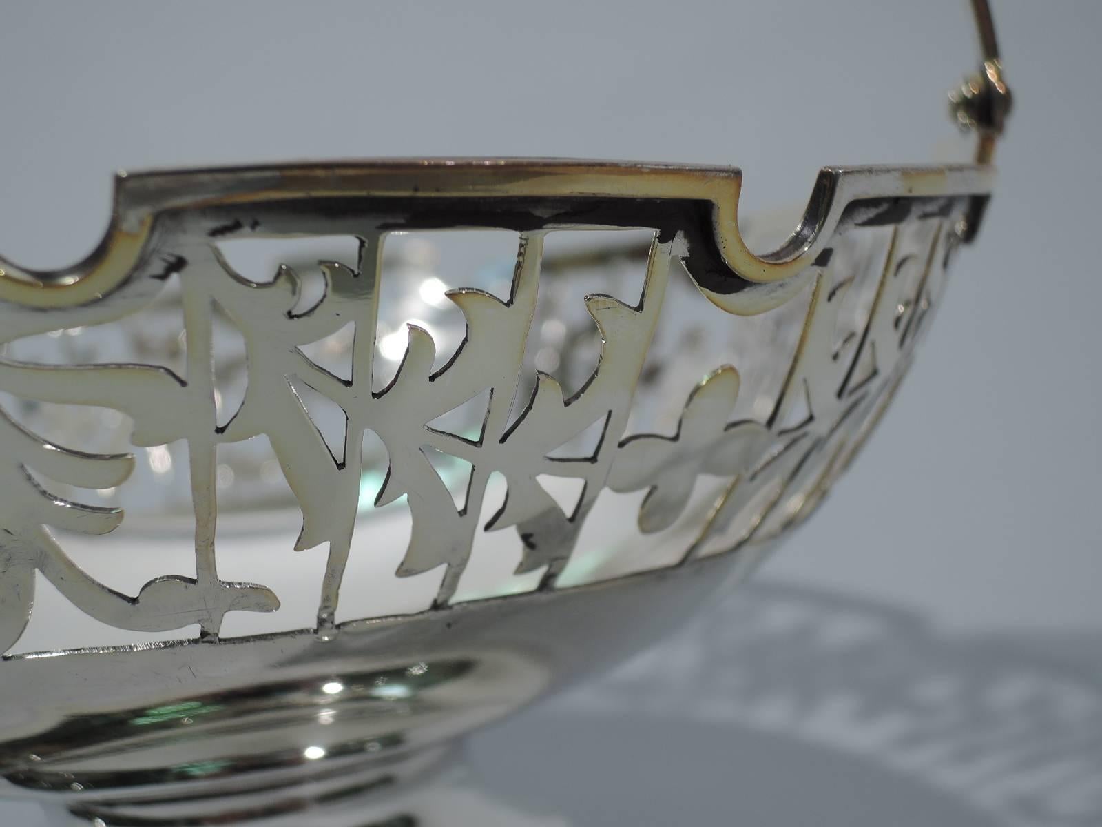 20th Century Antique Chinese Export Silver Footed Basket