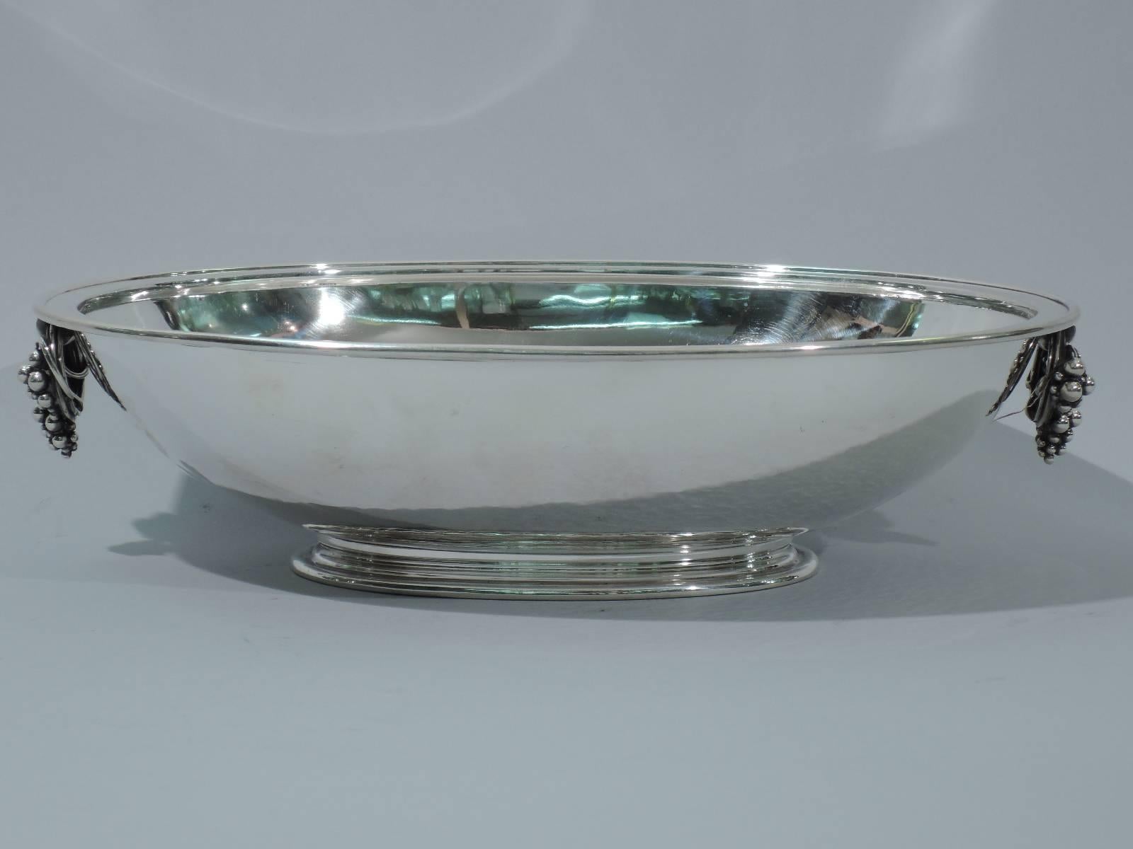 Scandinavian Modern Georg Jensen Hand-Hammered Sterling Silver Covered Centerpiece Bowl  