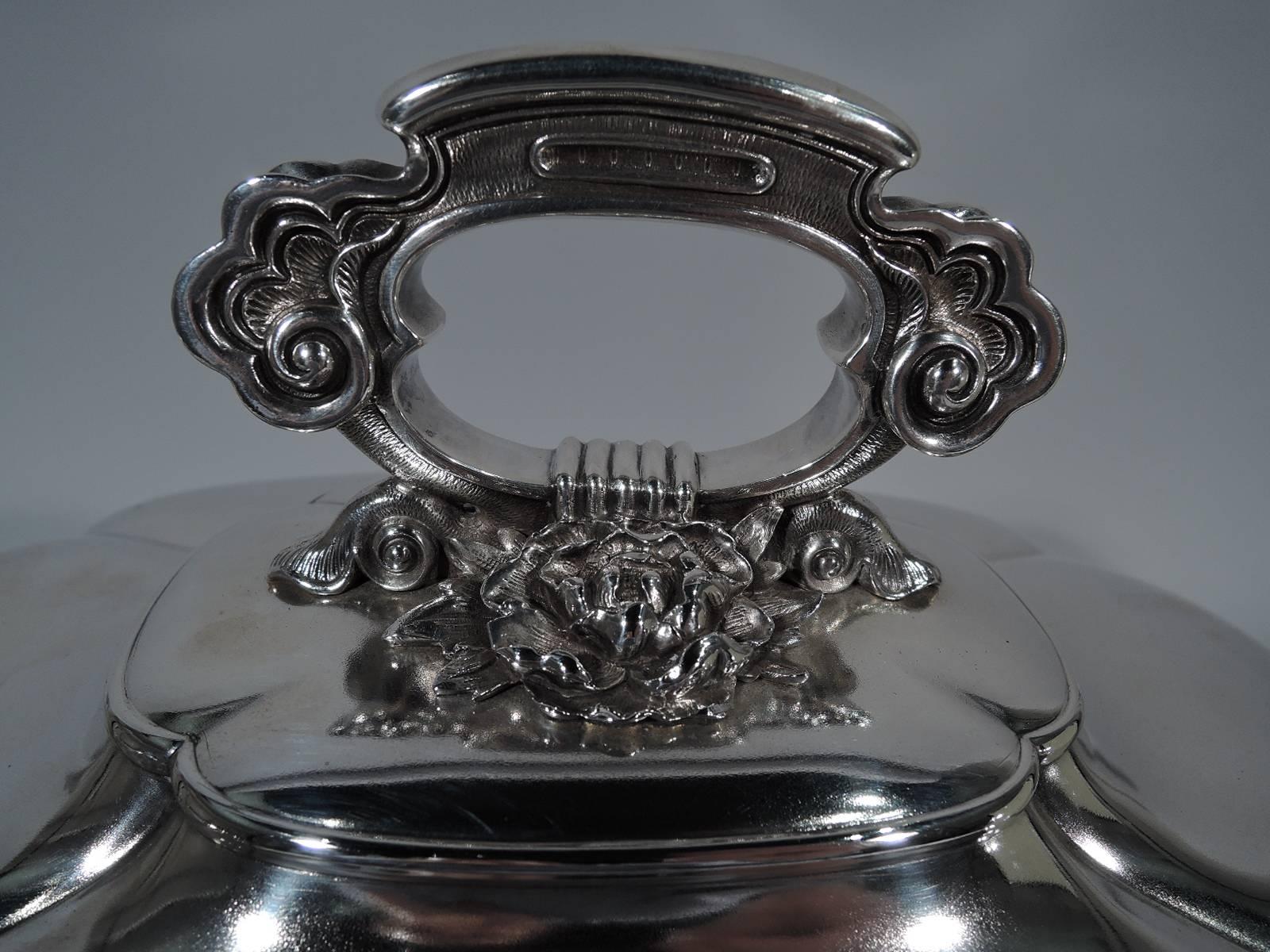 Aesthetic Movement Antique Tiffany Chinese Sterling Silver Soup Tureen with Butler Finish
