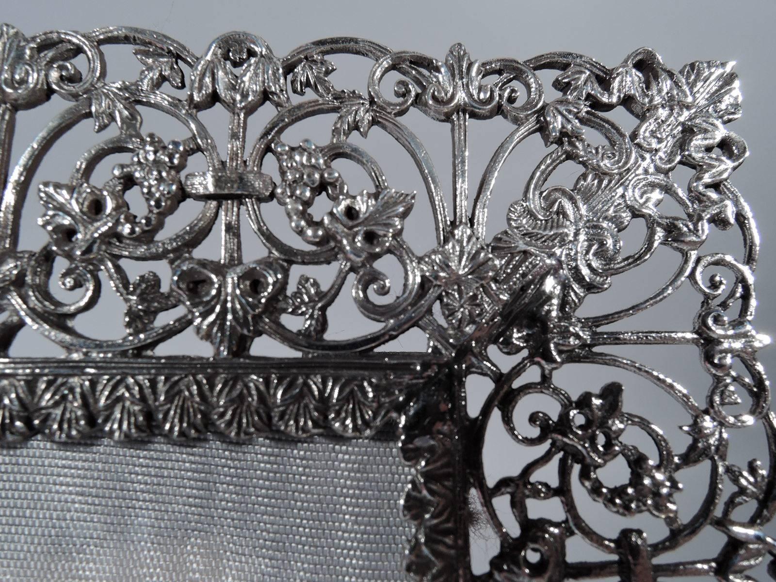 Italian Handmade Sterling Silver Filigree Picture Frame In Excellent Condition In New York, NY