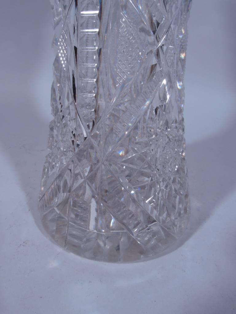 Antique Brilliant-Cut Glass and Sterling Silver Vase by Redlich 3