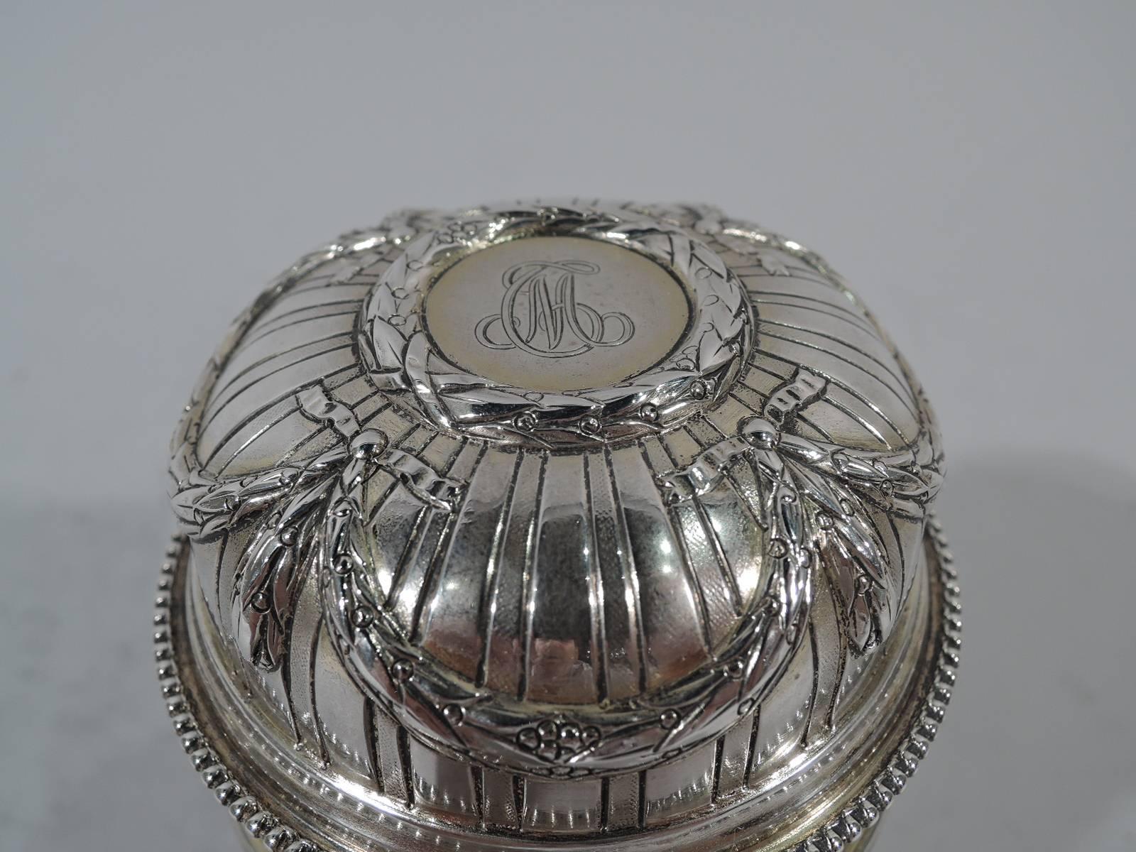 Belle Époque Antique French Rococo Silver and Glass Perfume