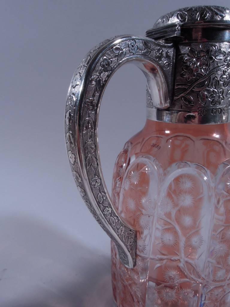Late 19th Century Very Fine Antique English Sterling Silver and Colored Crystal Decanter