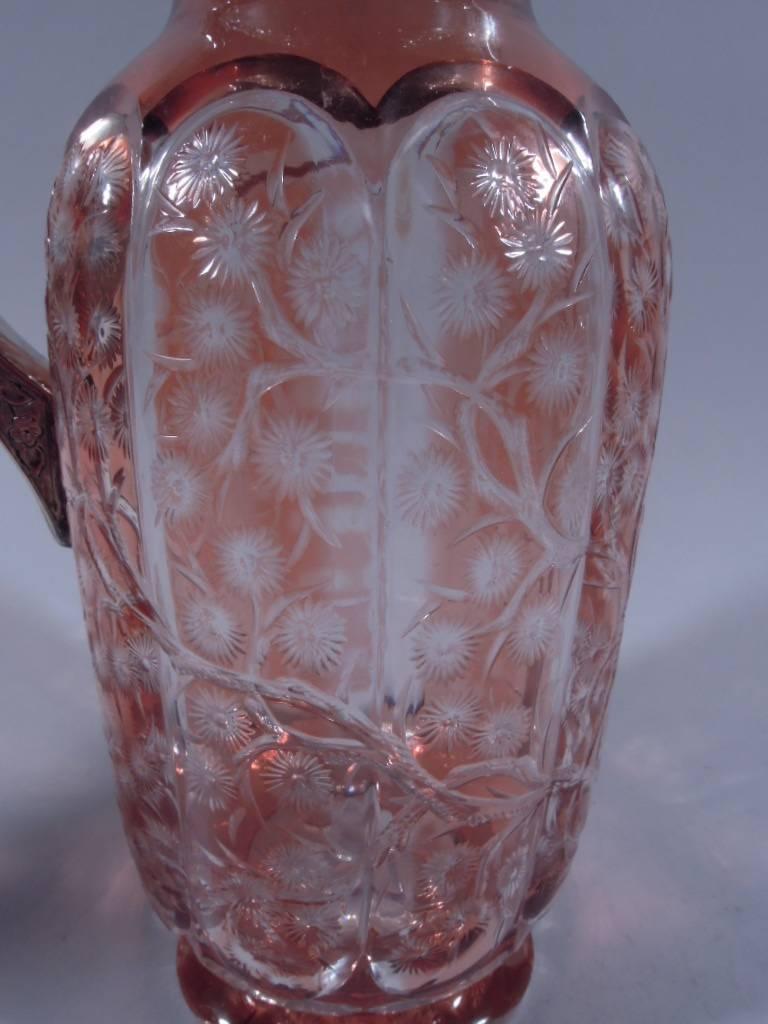 Very Fine Antique English Sterling Silver and Colored Crystal Decanter 1