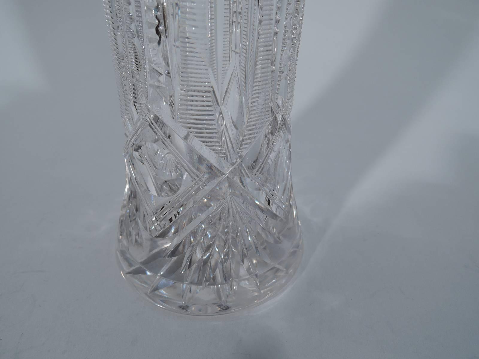 19th Century Antique Gorham Brilliant Cut-Glass and Sterling Silver Vase