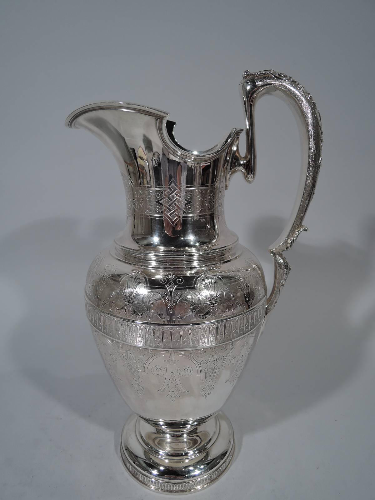 American Classical Tiffany Classical Sterling Silver Ewer with Early Broadway Hallmark